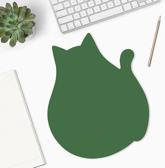 Funny Mouse Pad Cute Cat Shape Office Desk Accessories Decor for Women 9.65 x 8 Inch Small Mousepad with Non-Slip Rubber Base Washable Waterproof, Forest Green