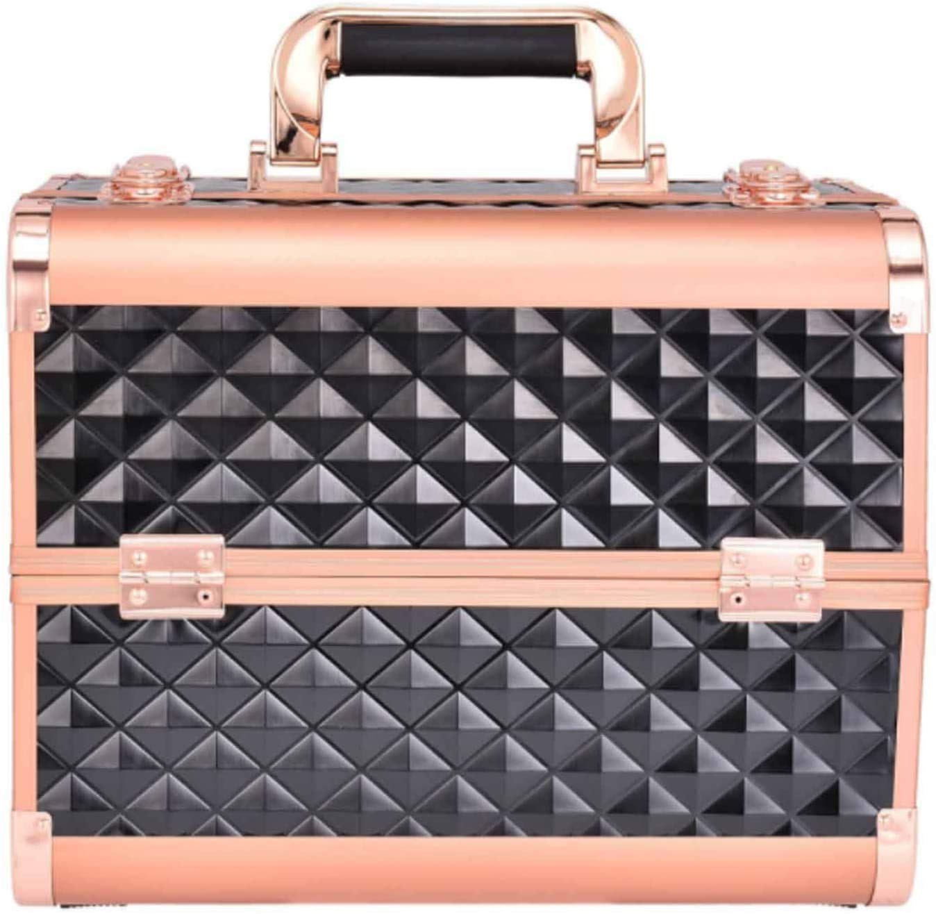 Adson Professional Beauty Makeup Cosmetic Vanity Case/Box (Rose Gold 1)
