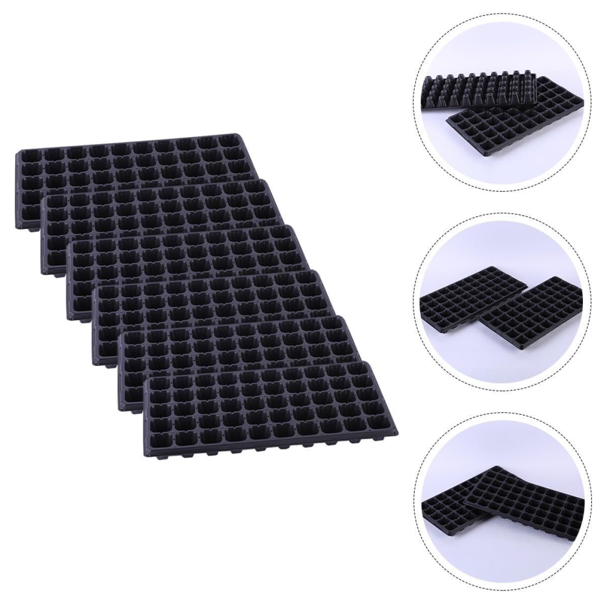 MAGICLULU 6 Bandejas de Germinación de Plantas de PVC Múltiples Ranuras para Vivero, Cultivo Interior y Trasplante, Ideales para Flores Pequeñas y Cactus
