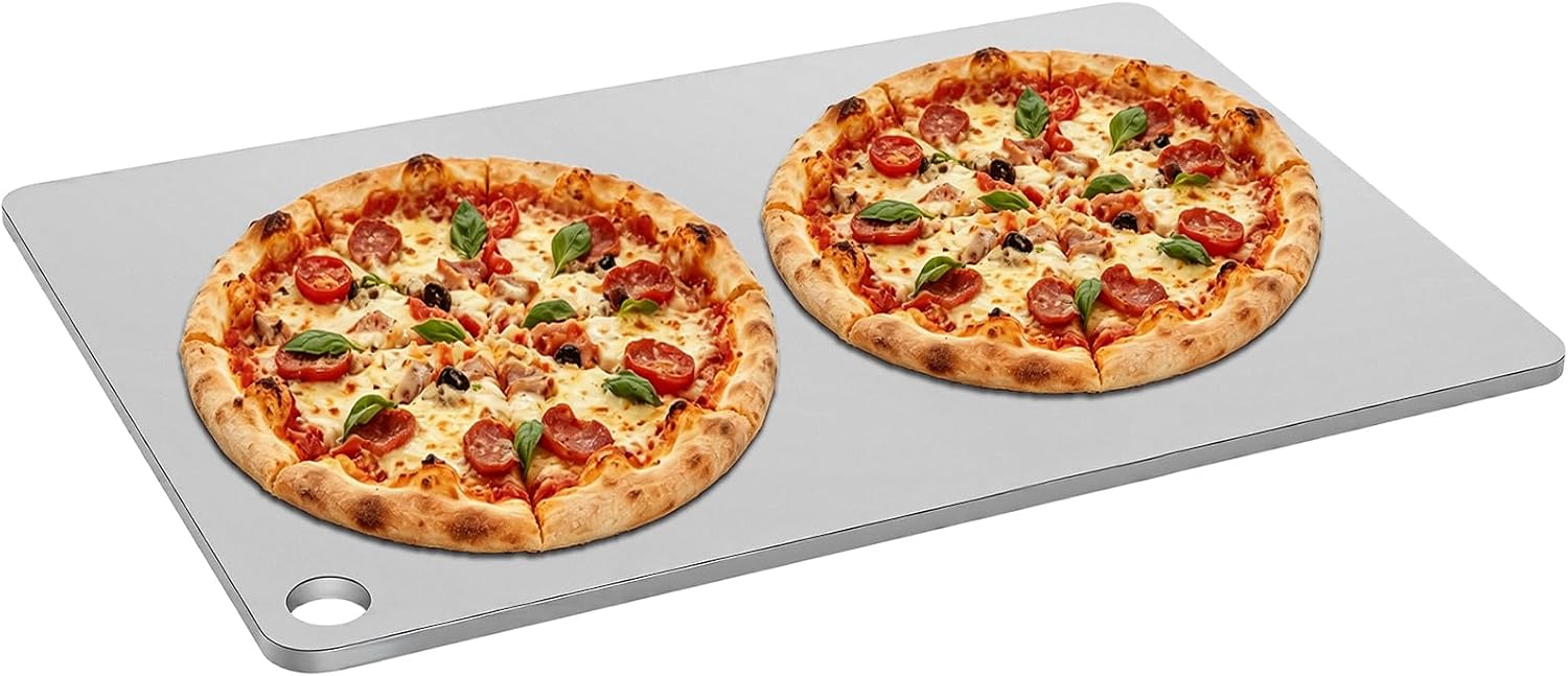 Pizza Steel for Oven & Grill 20"x14" Baking Steel 1/4'' Thick | Metal Baking Steel for Pizza & Bread Fast Heating Indoor Outdoor Use for Crispy Crust Faster & Hotter Baking for Pizza Bread