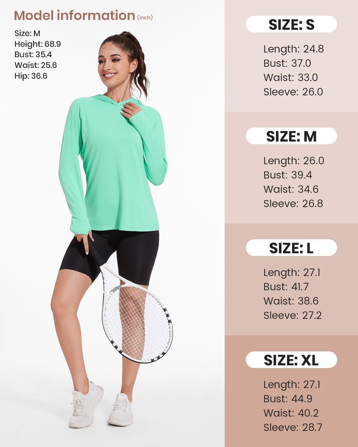 Xelky Women's Hoodie Long Sleeve Sun Shirts Lightweight UV Protection Hooded Shirt Athletic Hoodie with Thumb Hole - Image 5