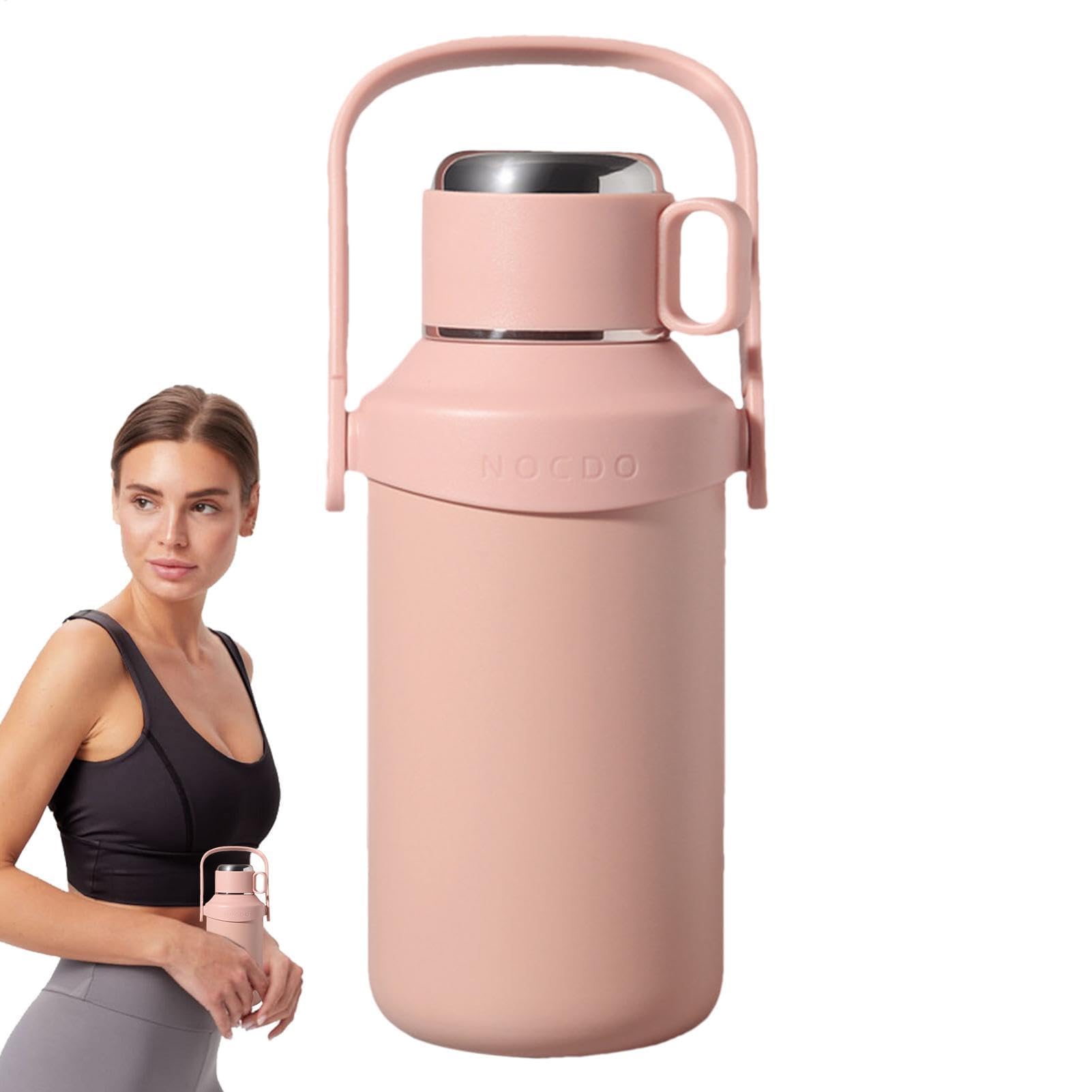 Vasos térmicos, botella de agua térmica, taza reutilizable portátil | Jarra deportiva con aislamiento a prueba de fugas, botella for beber con asa for deportes, gimnasio, viajes(Pink)