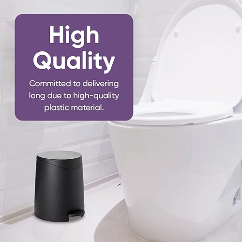 Miniatura 7 de Superio Mini cubo de basura para baño con tapa de 3 litros, cubo de basura de plástico de 0.75 galones, moderno bote de basura con pedal de pie,