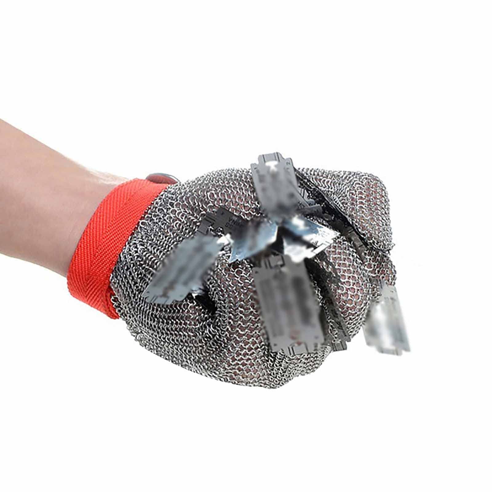 Schnittfeste Handschuhe Schnittschutz-Schlachthandschuhe Aus Edelstahl, Spalthandschuhe Für Schlachthöfe(Size:L/A Packung mit einem)