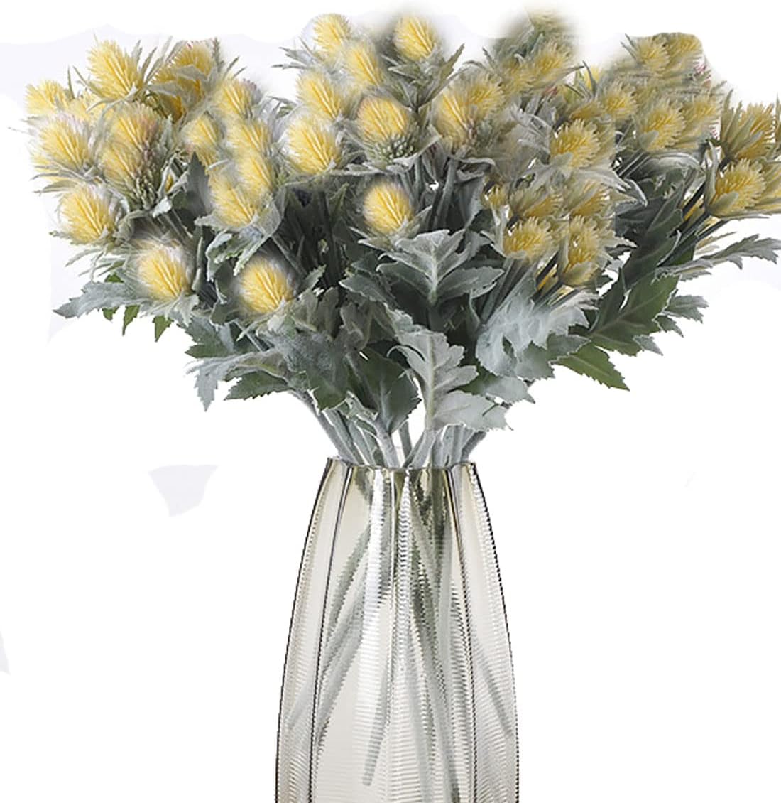 6 Pack Artificial Eryngiums Eryngium Faux Plants for Garden Wedding Prom Party Bouquet Floral Arrangement (Blue)