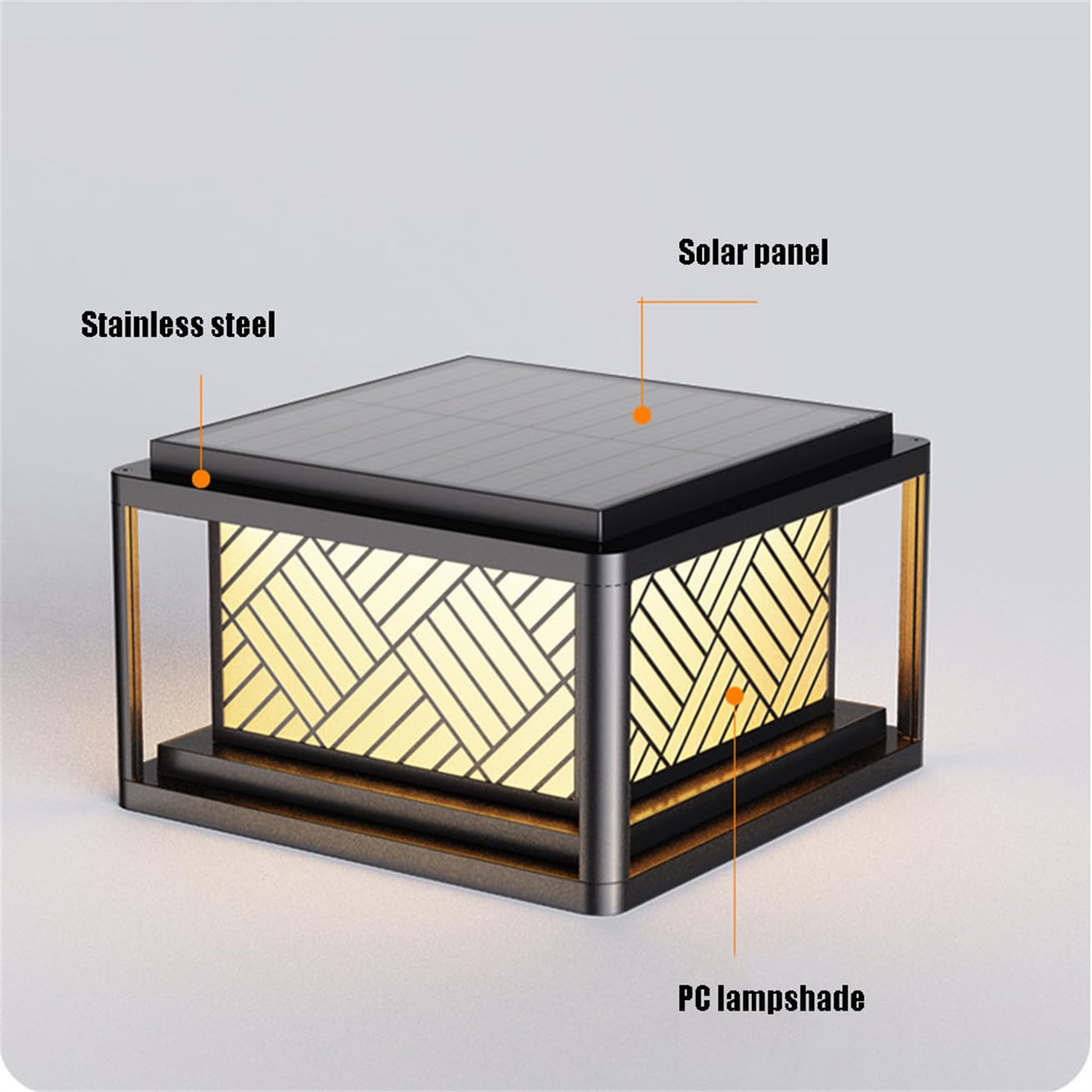 Nowoczesna lampa słupkowa ze stali nierdzewnej, lampa solarna LED do ogrodzenia, tarasu lub ogrodu, wodoodporna IP54, żarówka E26 (1 sztuka), idealna do dekoracji ogrodu i tarasu.