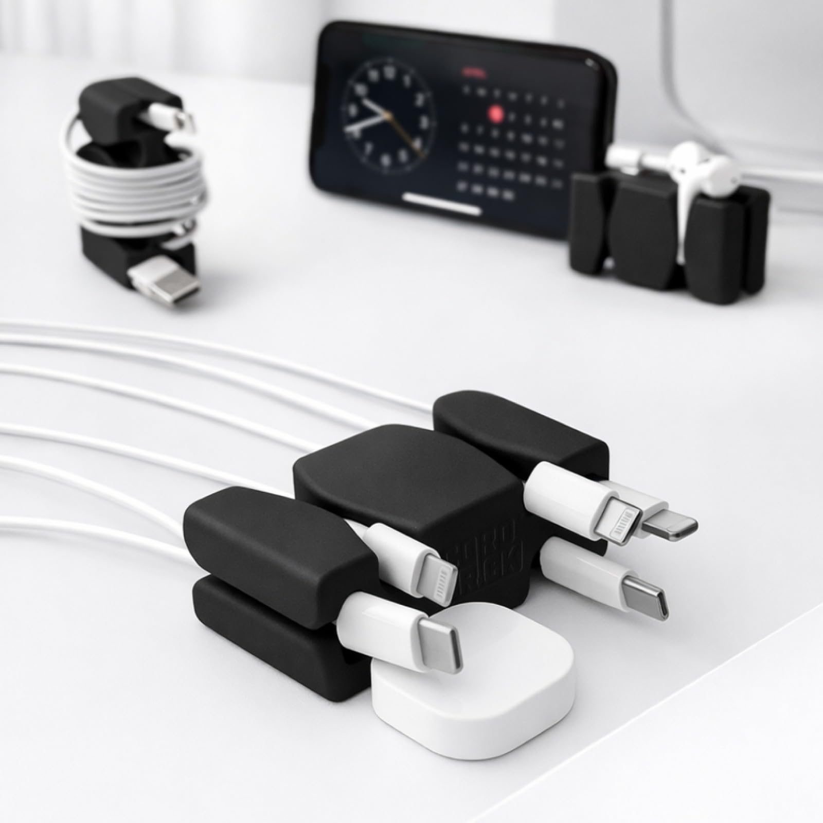 CordBrick Steel Weighted Cord Holder, Cord Wrap, Phone Accessory, Stocking Stuffer for Men, Adults, College Students. Nightstand, Desk Travel