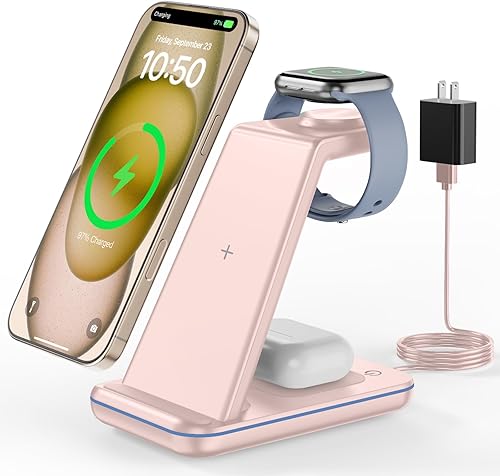 Miniatura 13 de Estación de carga inalámbrica 3 en 1, soporte de carga inalámbrica magnética plegable para múltiples dispositivos, cargador inalámbrico para iPhone