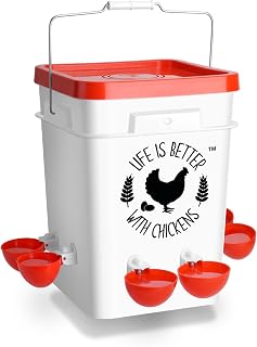 Tgeyd Chicken Waterer 5 Gallon, with 6 Enlarge Automatic Water Cups, Large Cicken Waterer for Chicken Duck and Goose