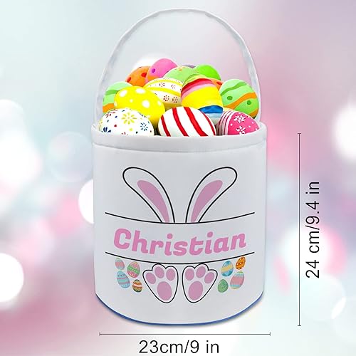 Miniatura 4 de Cesta de Pascua personalizada con nombre, lona de Pascua, bolsa de mano con asa, regalos para bebés, niños, niñas, niños, decoración de Pascua