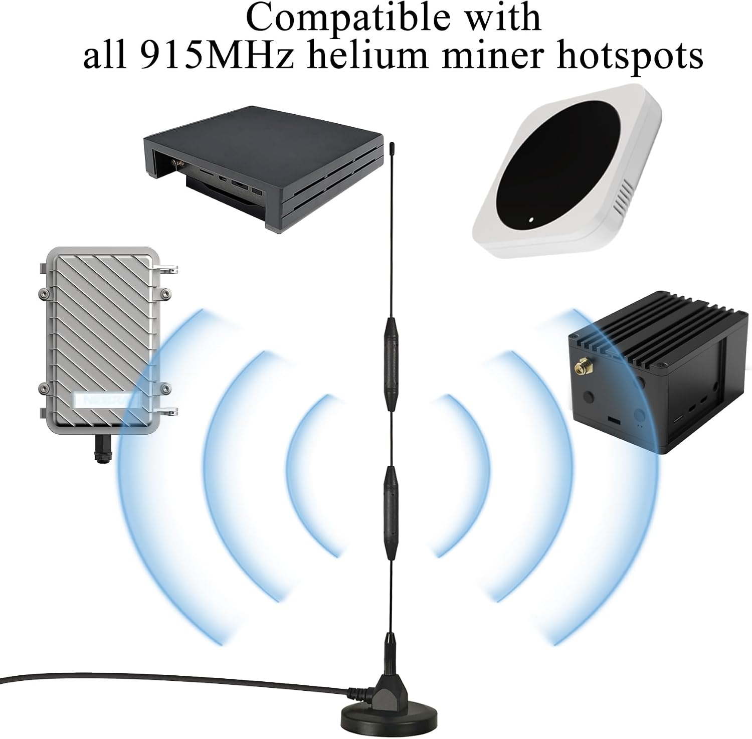 Meshtastic 915MHz LoRa External Antenna Set for Outdoor Helium Hotspot Gateway with 3M Cable (SMA Male) 4.8dBi High Gain Magnetic Base Includes RG58 SMA Male Cable & IPEX Pigtail