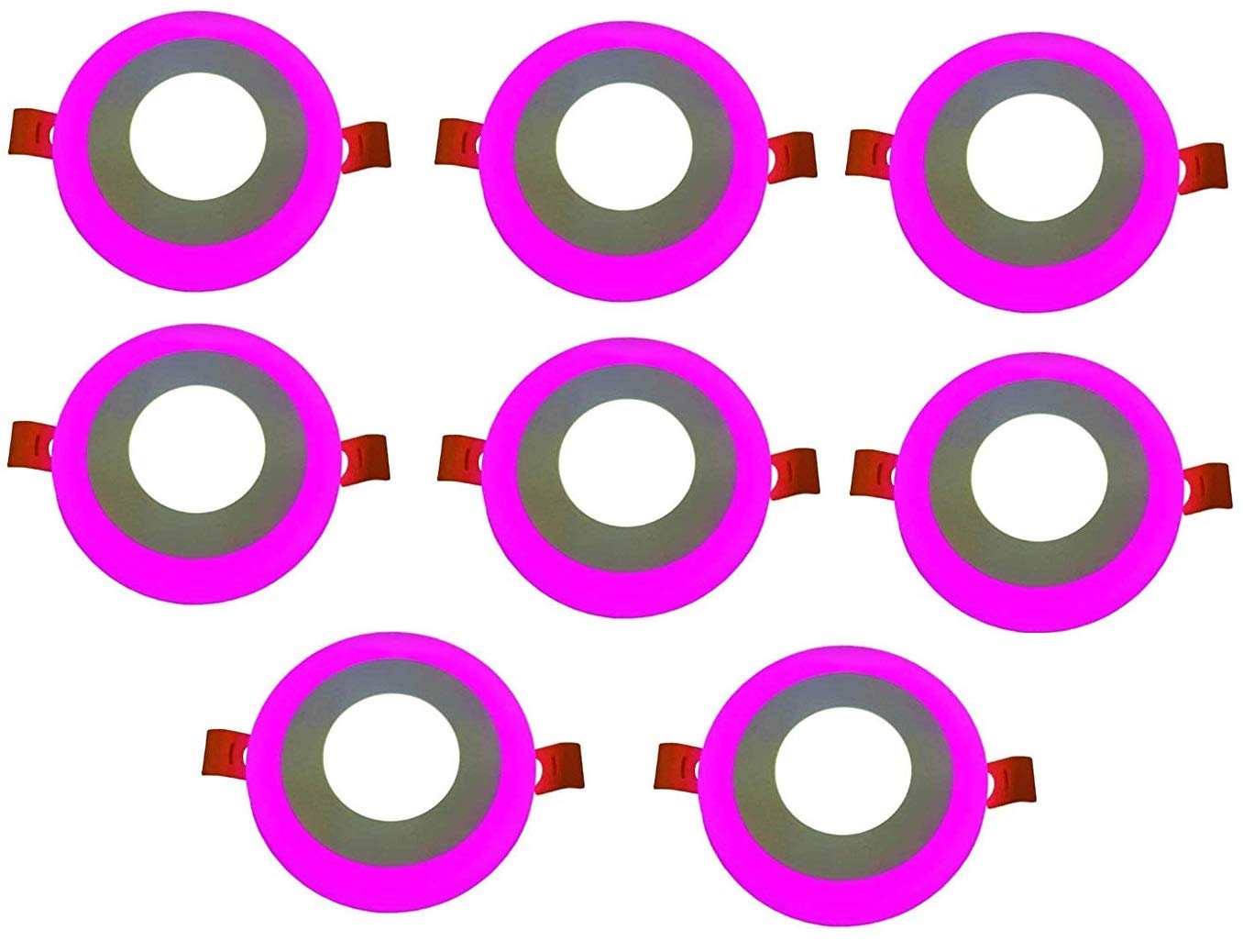 R'mart 6 Watt LED Side Pink Round Panel Light Ceiling 3D Effect Lighting (Double Color) (Pack of 8) | led Panel Light | 6w led Panel Lights for Ceiling | pop led Light | pop led Light |