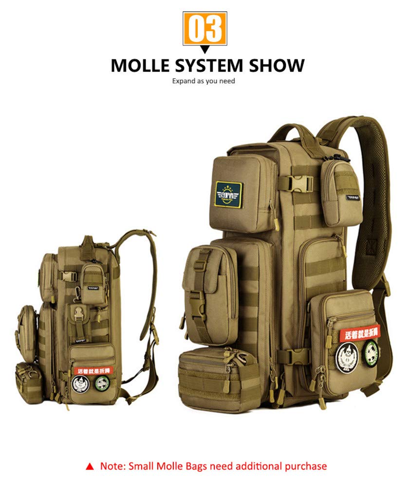 Mochila para Senderismo, Mochila táctica para montañismo al Aire Libre, Mochila para el Pecho, Mochila Militar multifunción Molle, Bolsos de Hombro para Hombre