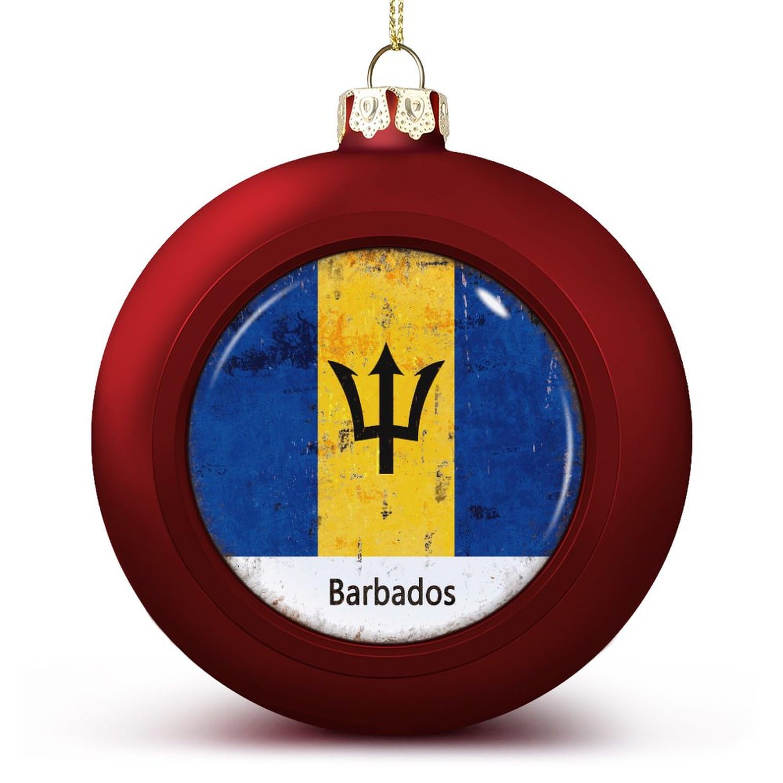 Barbados Flag Christmas Balls Ornaments - National Flag Keepsake - Red Barbados Hanging Ornaments Balls for Christmas Trees Merry Christmas Baubles New Year for Family