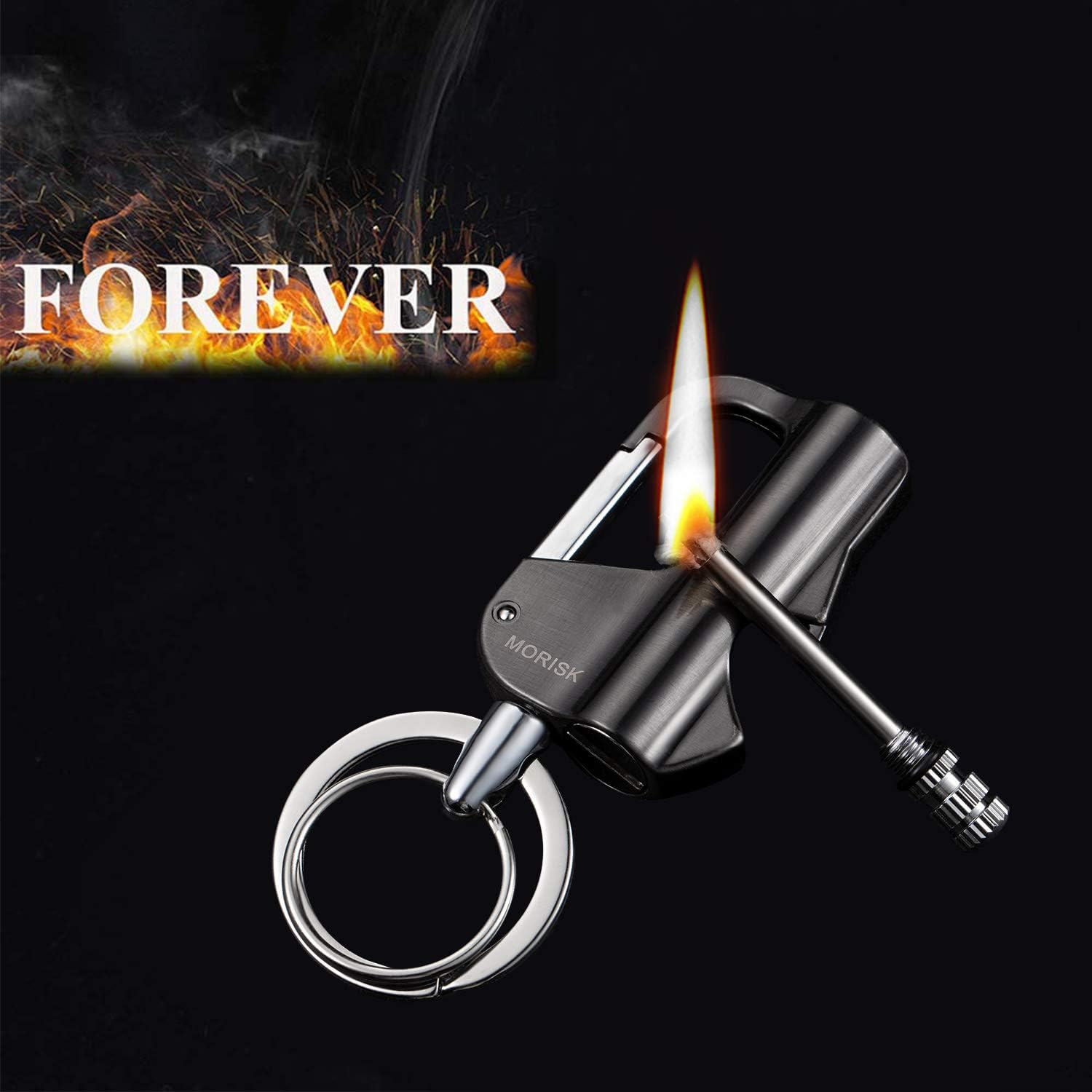 Morisk 2 Pack Permanent Match Keychain with Bottle Opener, Waterproof Flint Fire Starter Survival Match, EDC Key Chain Firestarter/Forever Matches for Outdoor Emergency, Cool Men’s Gift : Sports & Outdoors