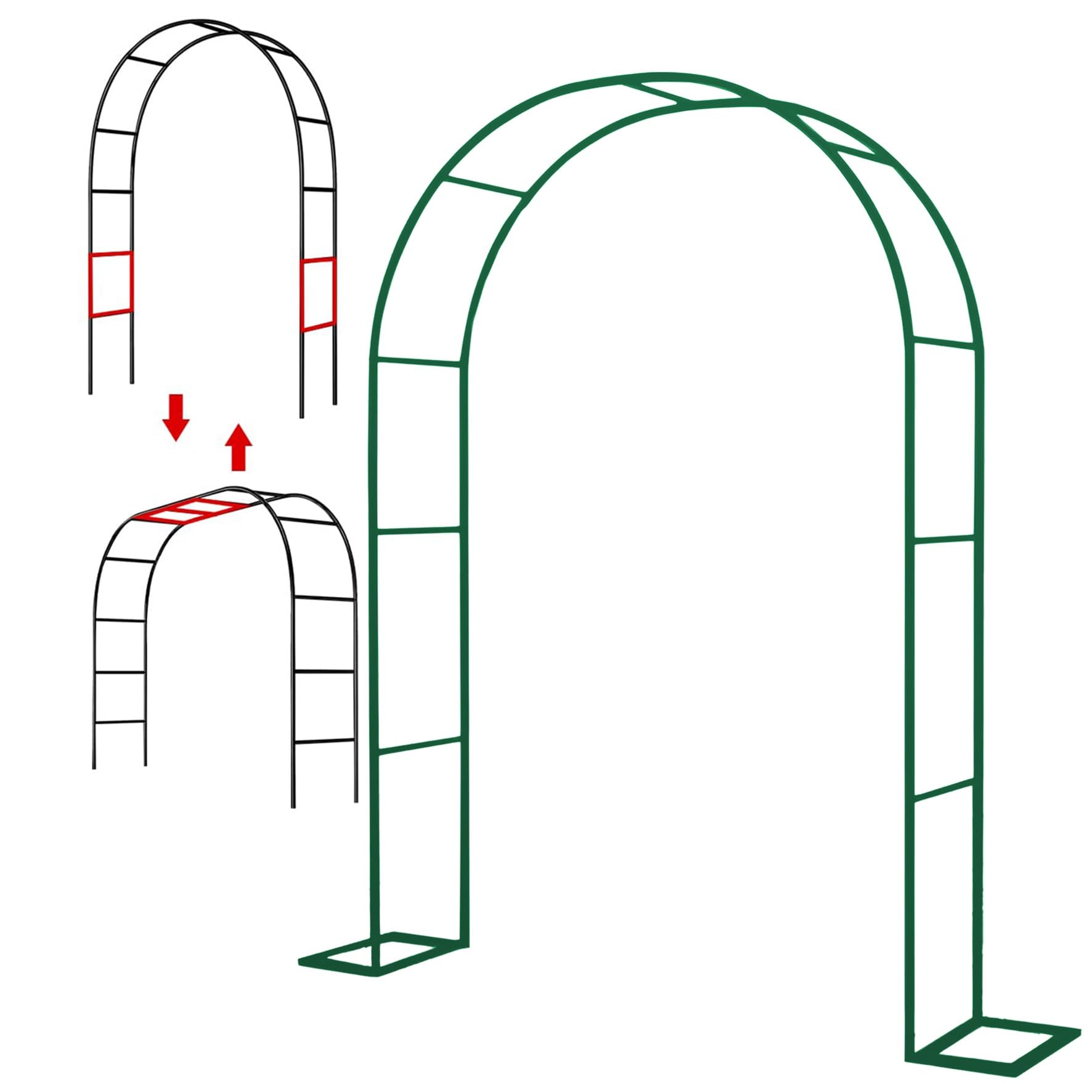 Metal Garden Arch/wedding Arch With Removable Base,Outdoor Garden Trellis, DIY Plant Support Garden Arch, Weatherproof(Color:Green,Size:1.2m*2.2m*25cm)