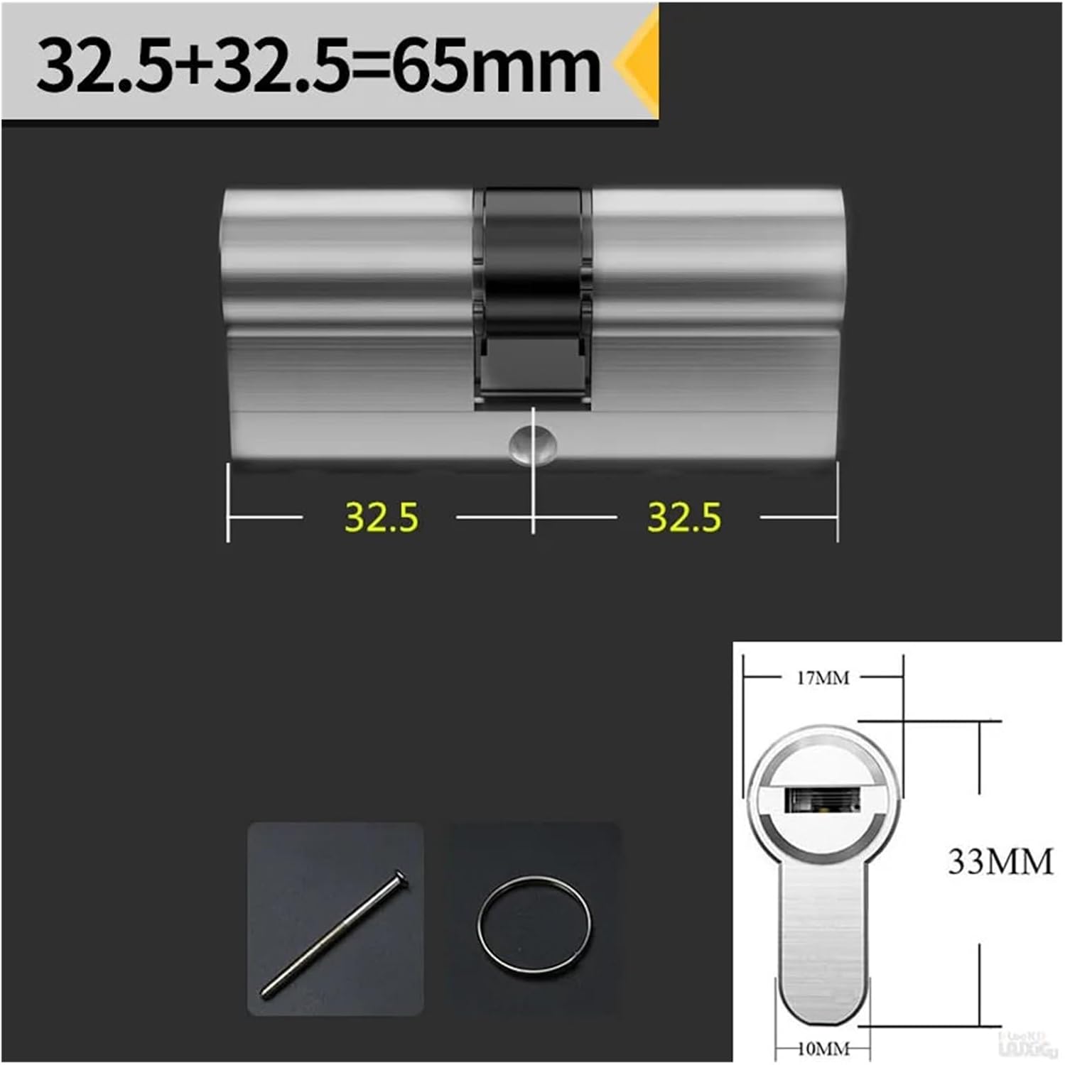 1set Common Standard Cylinder Locks for Entry Doors - Secure Brass Key Locks with 8 Alloy Keys for Enhanced Security(65=32.5+32.5)