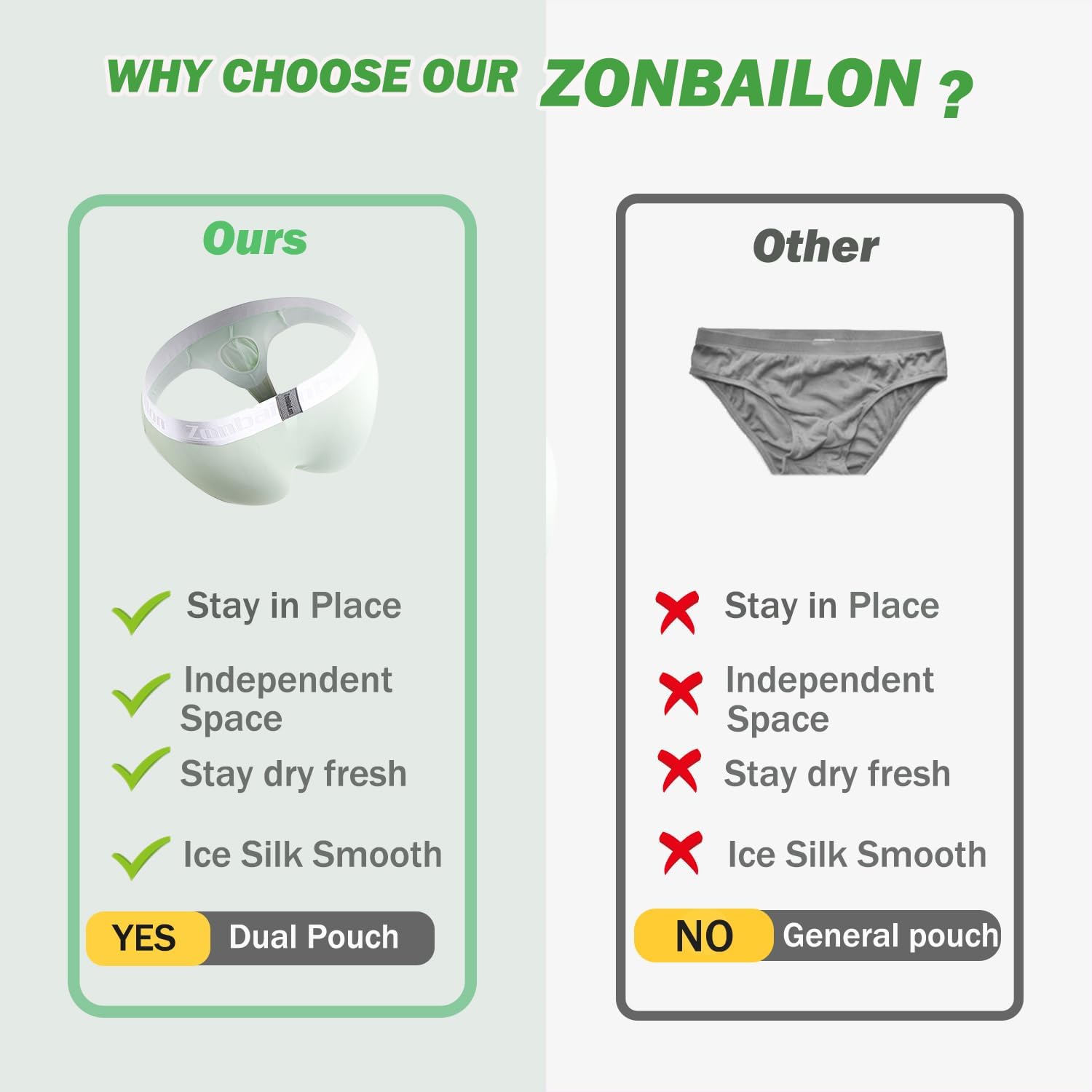 ZONBAILON Men's Briefs Dual Pouch Ice Silk Underwear Open-fly Breathable Sexy Panties - Image 7