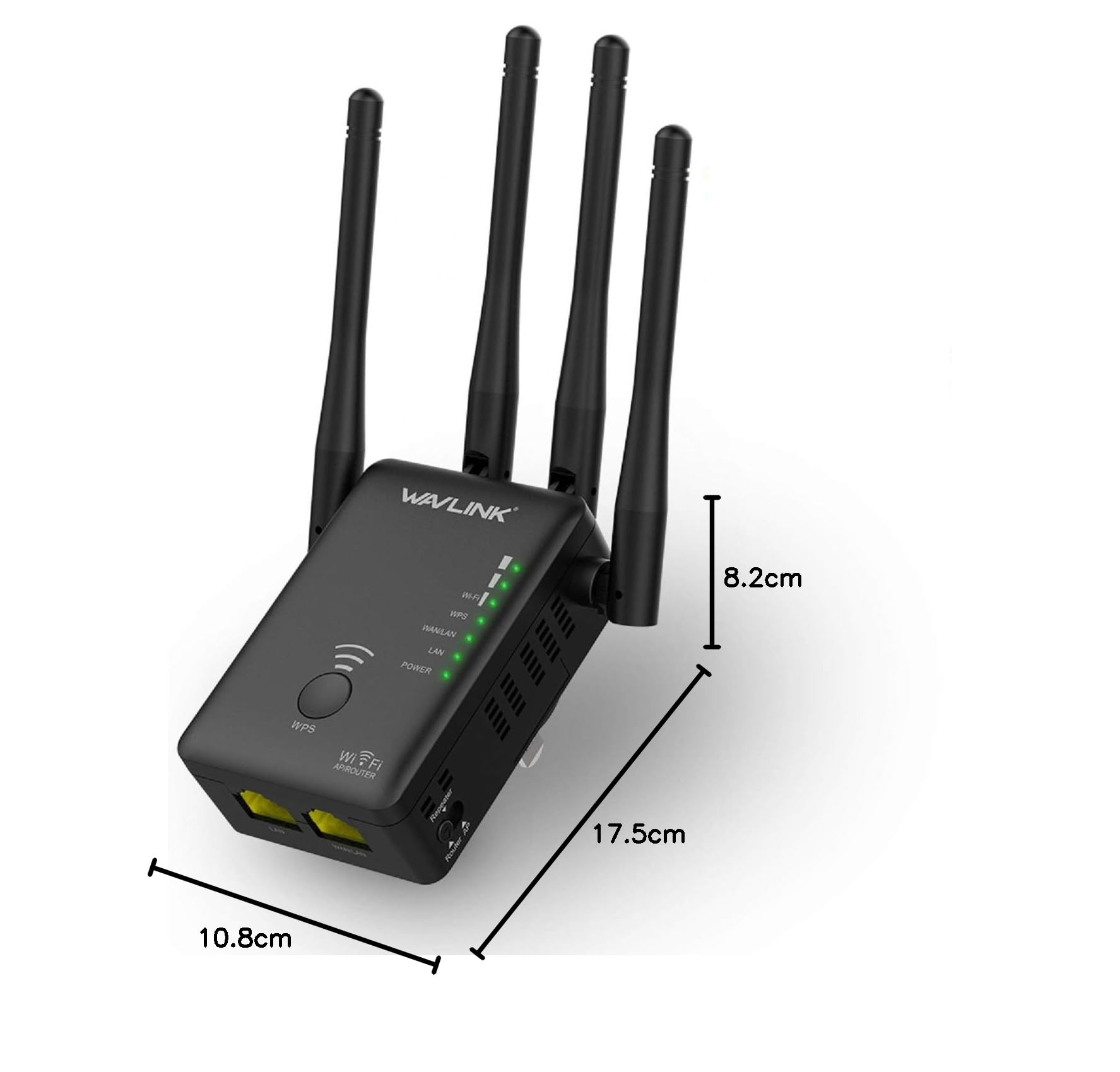 WAVLINK Repetidor/Amplificador WiFi con Función de Enrutador, AC1200 Extensor WiFi con 2 Puertos Ethernet y WPS, Repeater/Wireless Access Point Mode, Compatible with Any Router