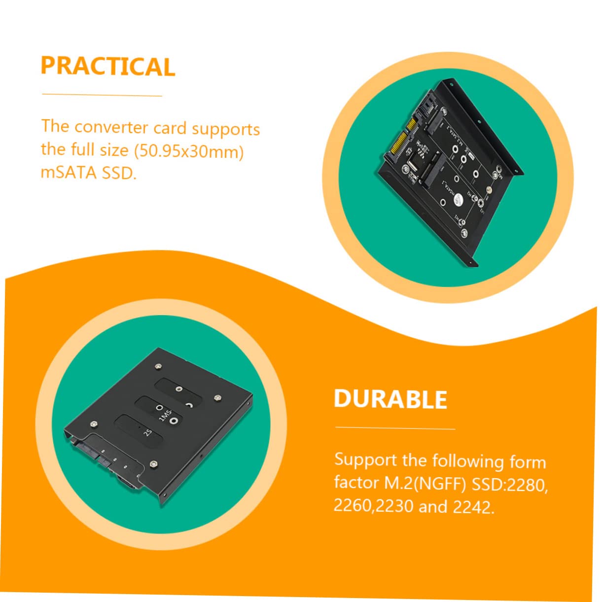 Mipcase 2X Converter Cage M.2 to Adapter 3.5 Inch Bracket Quick Power Status Led