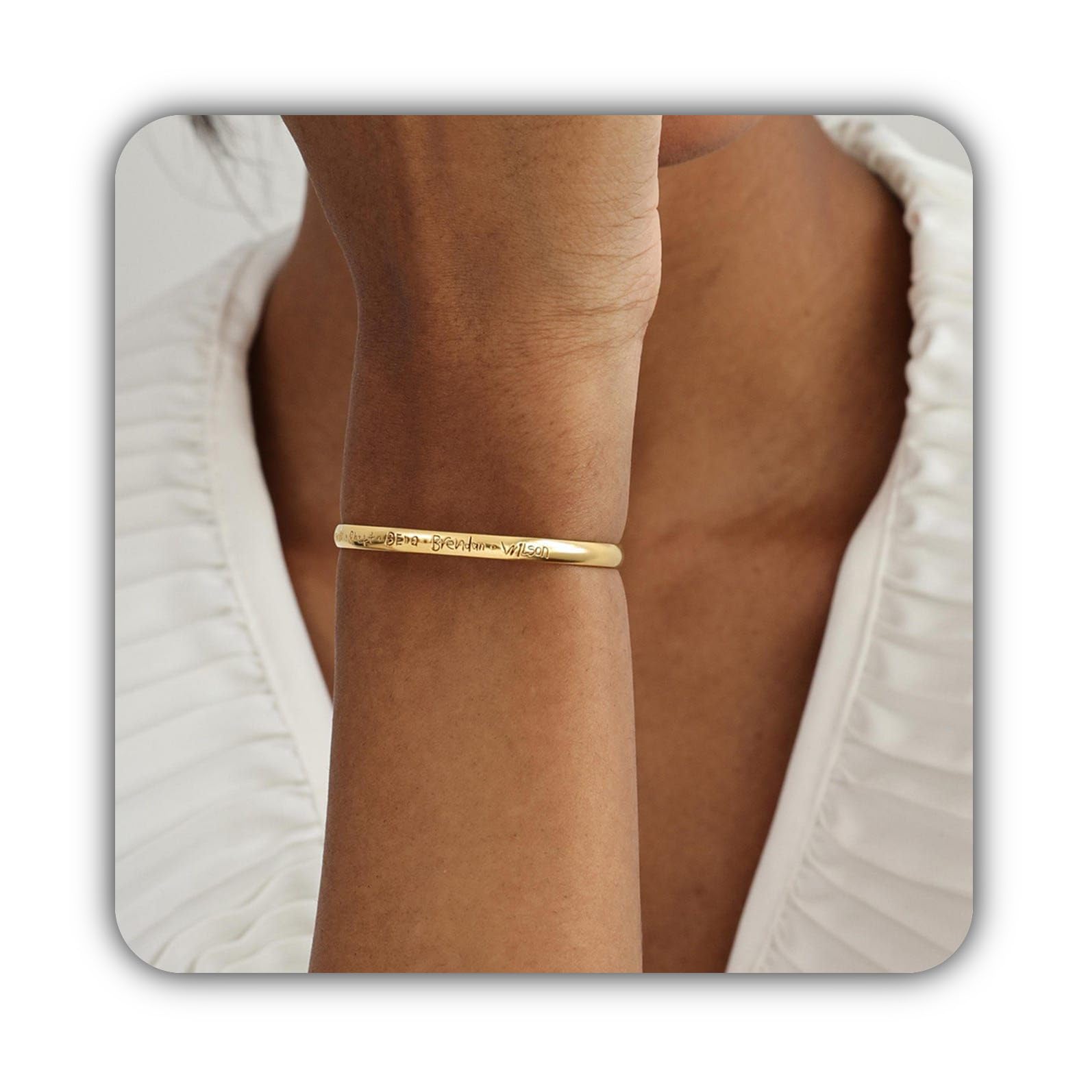 Bracciale rigido con incisione personalizzata | Bracciale rigido personalizzato con incisione | Matrimonio | Damigella d'onore - Natale