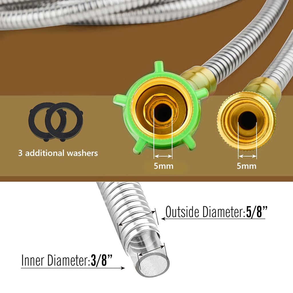 HASTHIP 25ft Stainless Steel Garden Hose with Nozzle -3