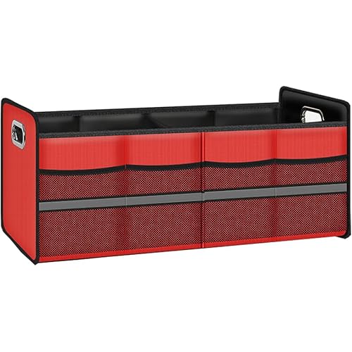 Foldable Trunk organizer for Opel Vauxhall Astra 5-door/ 3-door/Sports Tourer Wagon L K J H G F 2020-2025, Watertight Oxford Fabric Removable Partitions Collapsible Trunk Storage Box,Red
