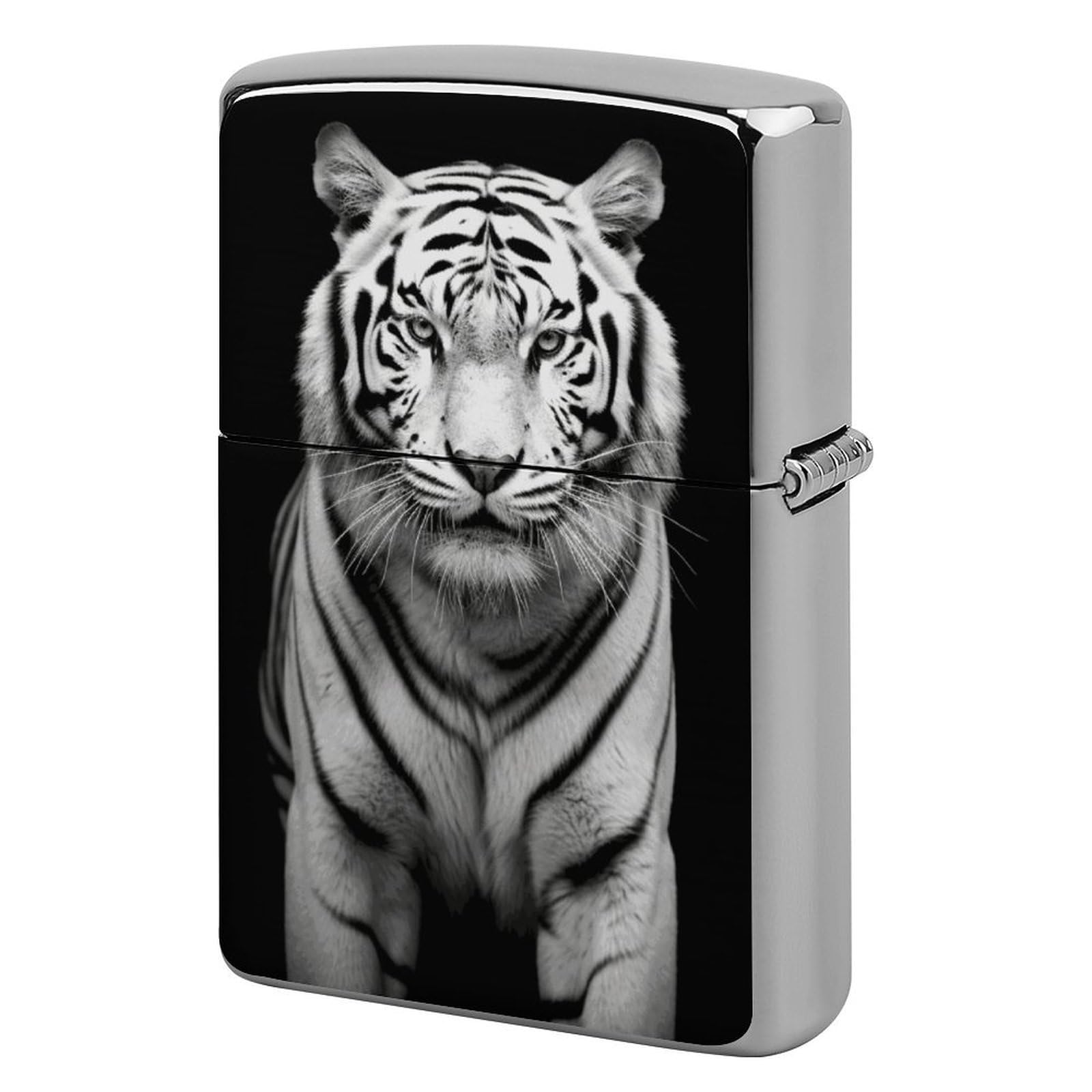 Black and White Tiger Lighter Case for Men, Personalized Lighter Cover for Valentine's Day Gifts, Flip-Top Lighters Shell for Outdoor, Portable Lighters Protective Sleeve