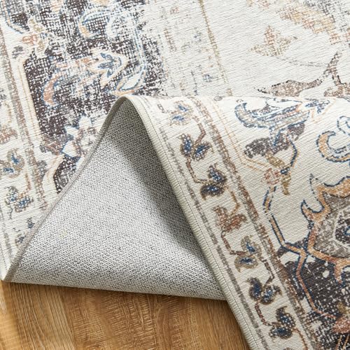 Jinchan tapete vintage 4x6 antideslizante lavable azul gris miniatura 4