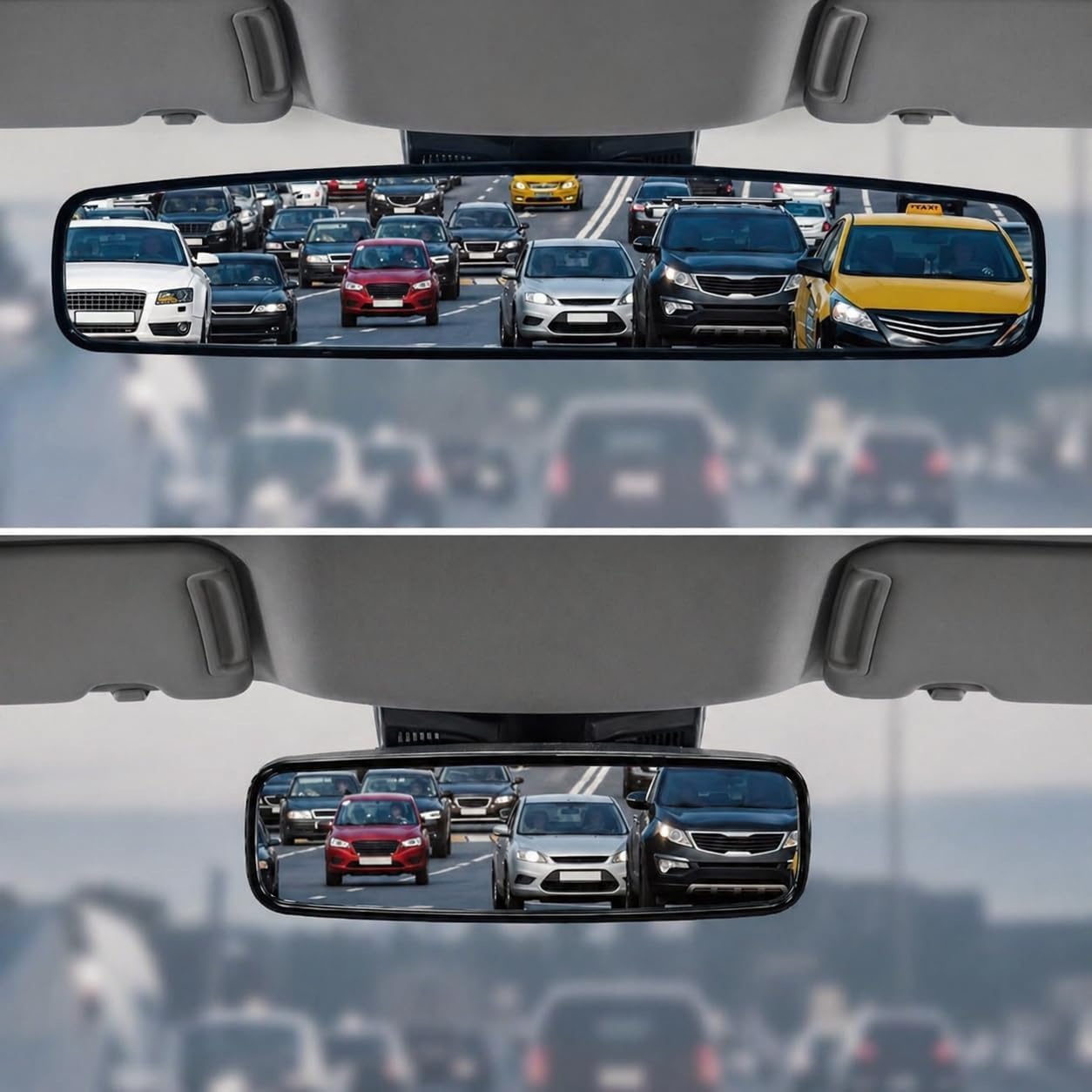 Goodyear Super Wide 17 Inch Panoramic Rear View Car Mirror, Universal Automotive Interior Rearview Mirror for Truck and Cars, Clip-On Large, Safer Driving &amp; Parking