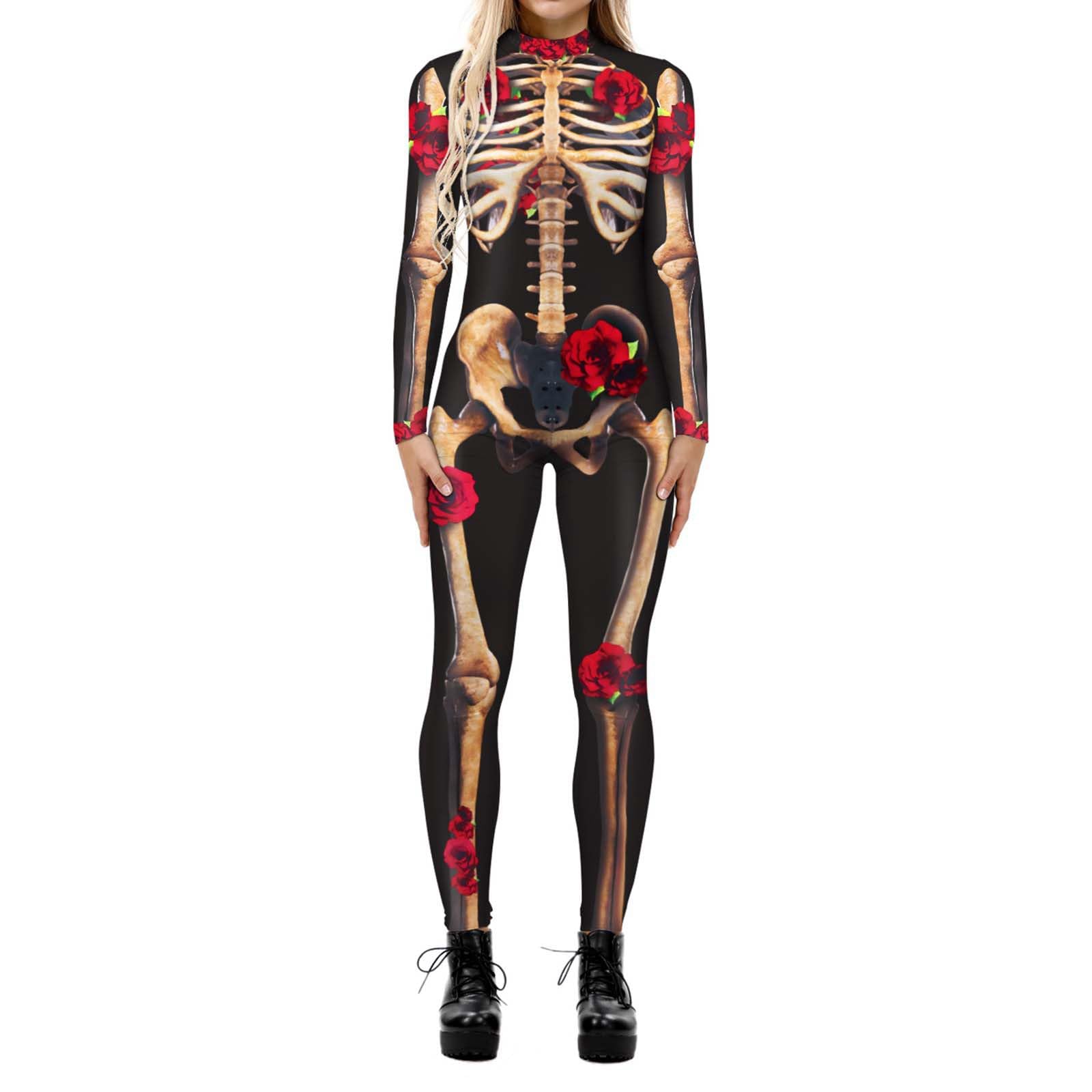 Women's Animal Octopus Halloween Costume Jumpsuit, Adults 3D Print Octopus Skinny Catsuit Long Sleeve Snake Cosplay Bodysuit Unitard Comfy Beige
