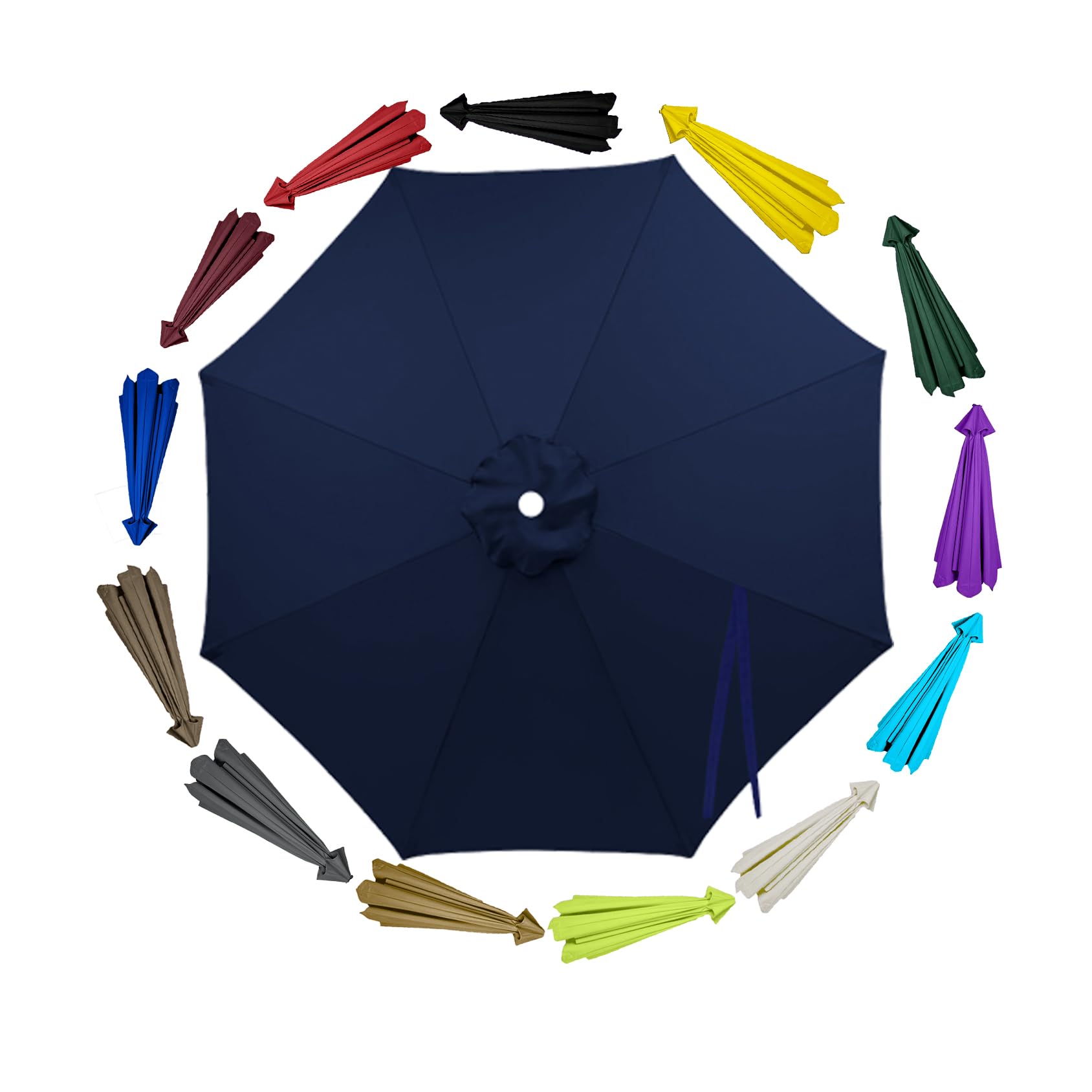 Replacement Parasol Canopy 6/8 arms 2.3m, for Outdoor Parasol, Large Garden Umbrella, UV Resistant(8arm-Navy Blue)