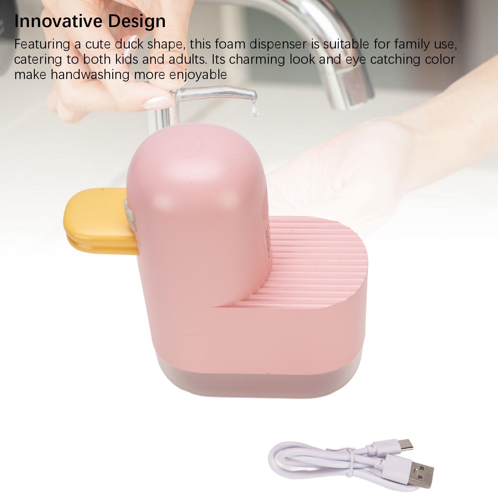 Dispenser di Sapone in Schiuma Intelligente, Dispenser Automatico di Schiuma Touchless con Sensore Ricaricabile da 1200 MAh, Rapida, Design Simpatico Anatra per Bagno, Bambini Adulti (Tipo