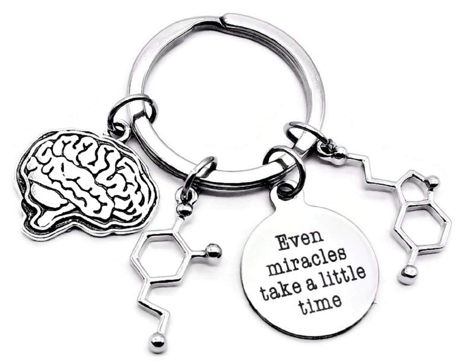 Kit's Kiss Psychiatrist Keychain Dopamine Molecule Serotonin Molecule Brain Doctor Psychologist Gift Psychiatry psychology Anatomy Neurology Neurotransmitter Science Happy Chemical