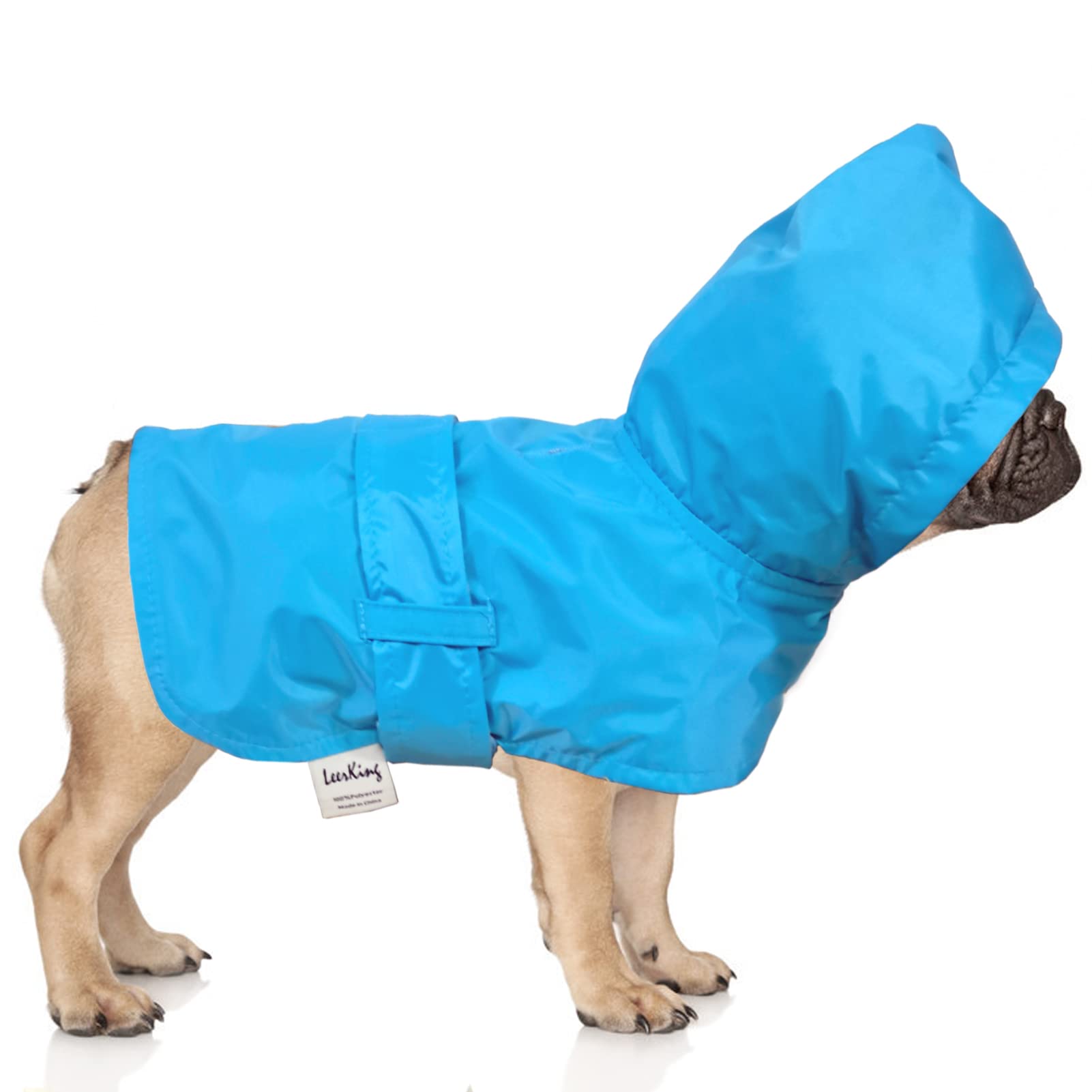 LeerKing Hunderegenmantel mit weichem Futter Regenjacke Wasserdicht Regenmantel Hund für kleine, mittlere und große Hunde Länge 11 bis 71 Blau S