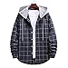 Mens Flannel Shirt Plaid Hoodie Teen Boys Shirts Casual Button Down Long Sleeve Lightweight Shacket Jackets