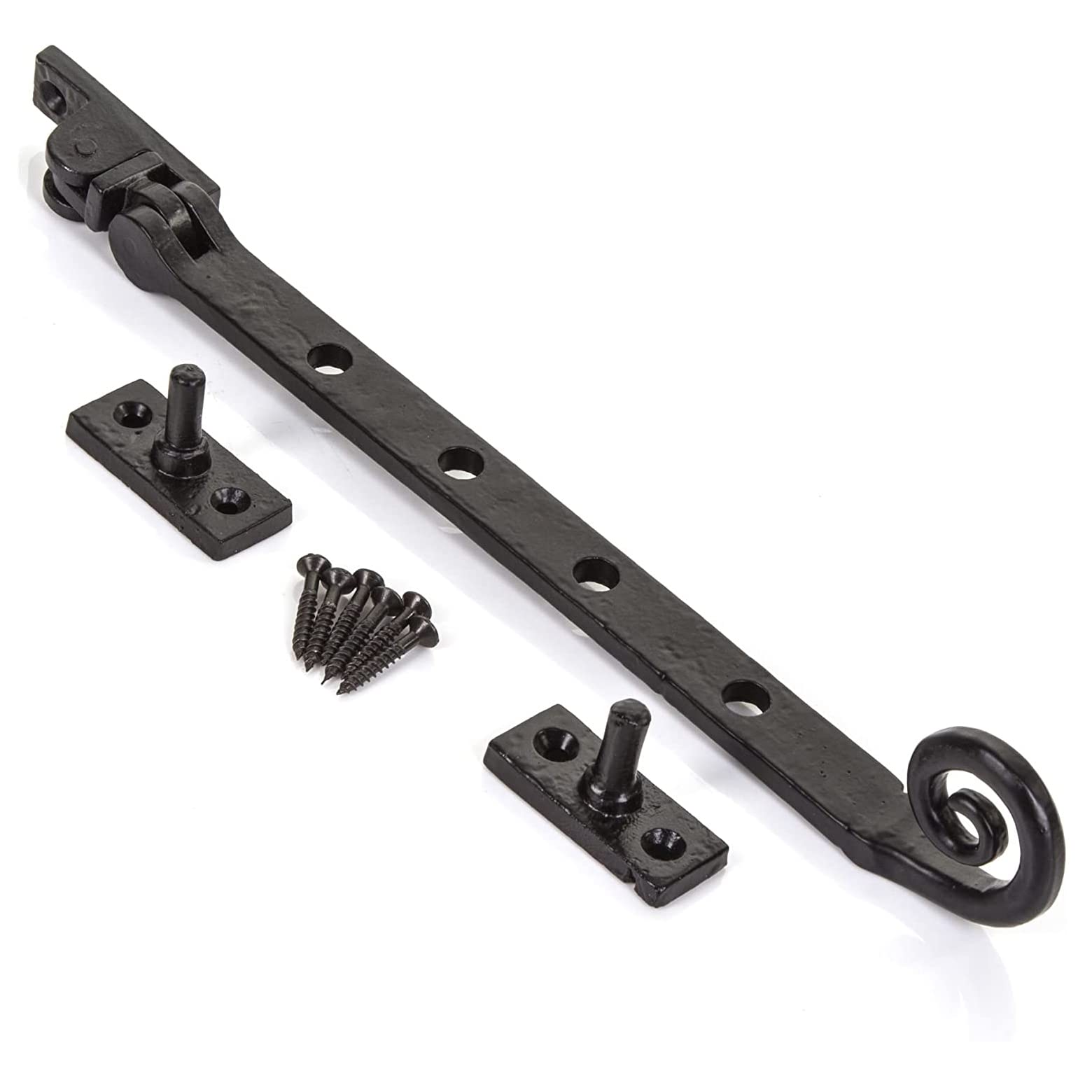 Black Monkey Tail Windows Stay 10 Inch Curly Tail Casement Stay Vintage Monkey Tail Window Catch Gothic Window Adjuster Ornate Black Window Stay/Arm Stay Pack of 1.