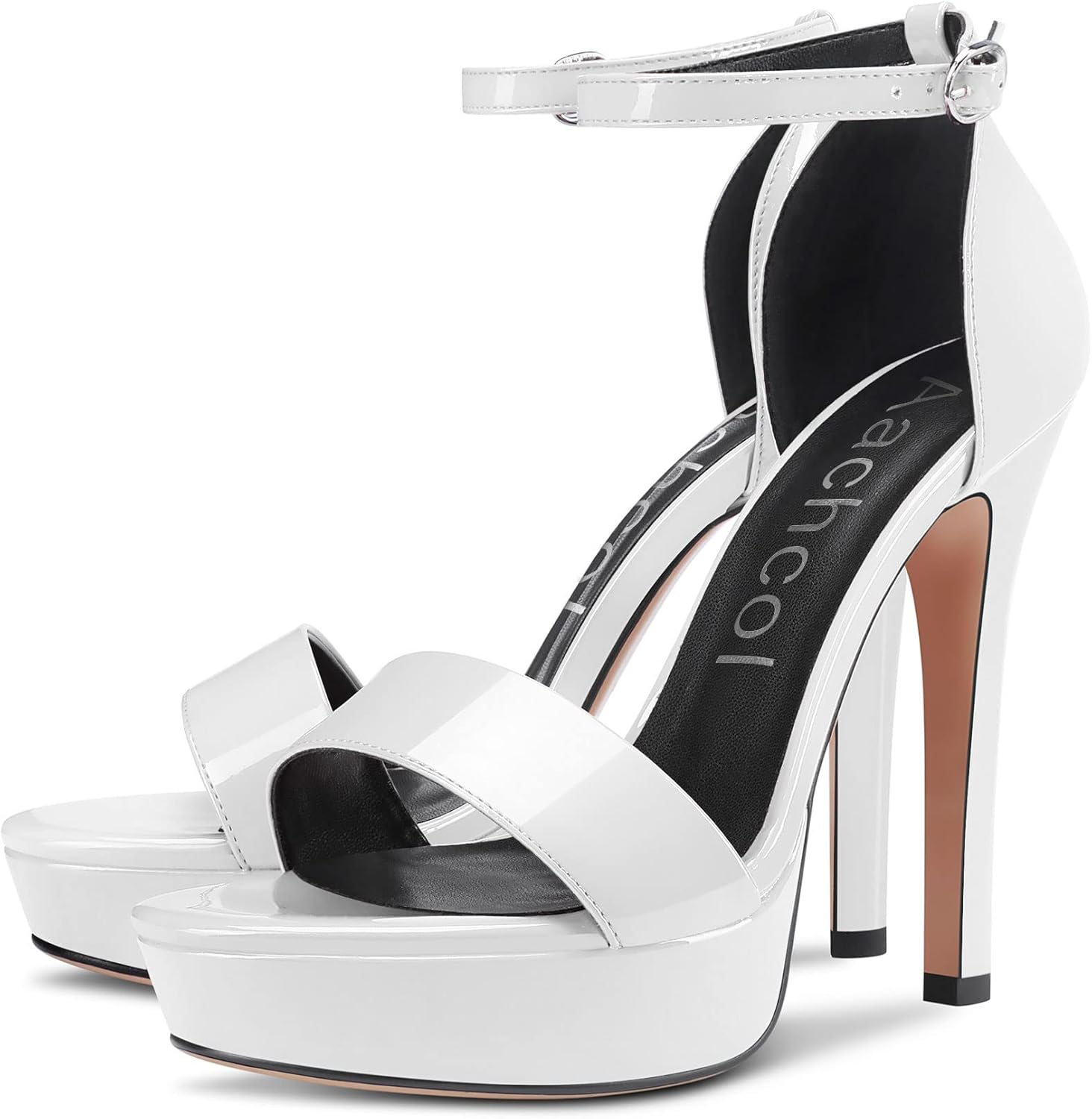 Aachcol Womens Platform Sandals Peep Open Toe Stiletto High Heels Ankle Strap Buckle Sexy Dress Shoes 5.1 Inches Heels - Image 4