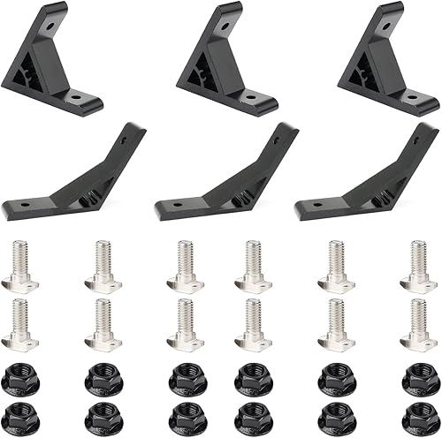 Miniatura 116 de 20 juegos 2020 de extrusión de aluminio 2020 soporte de esquina con ranura en T Serie 20 Hardware extruido conector de ángulo recto de 90 grados