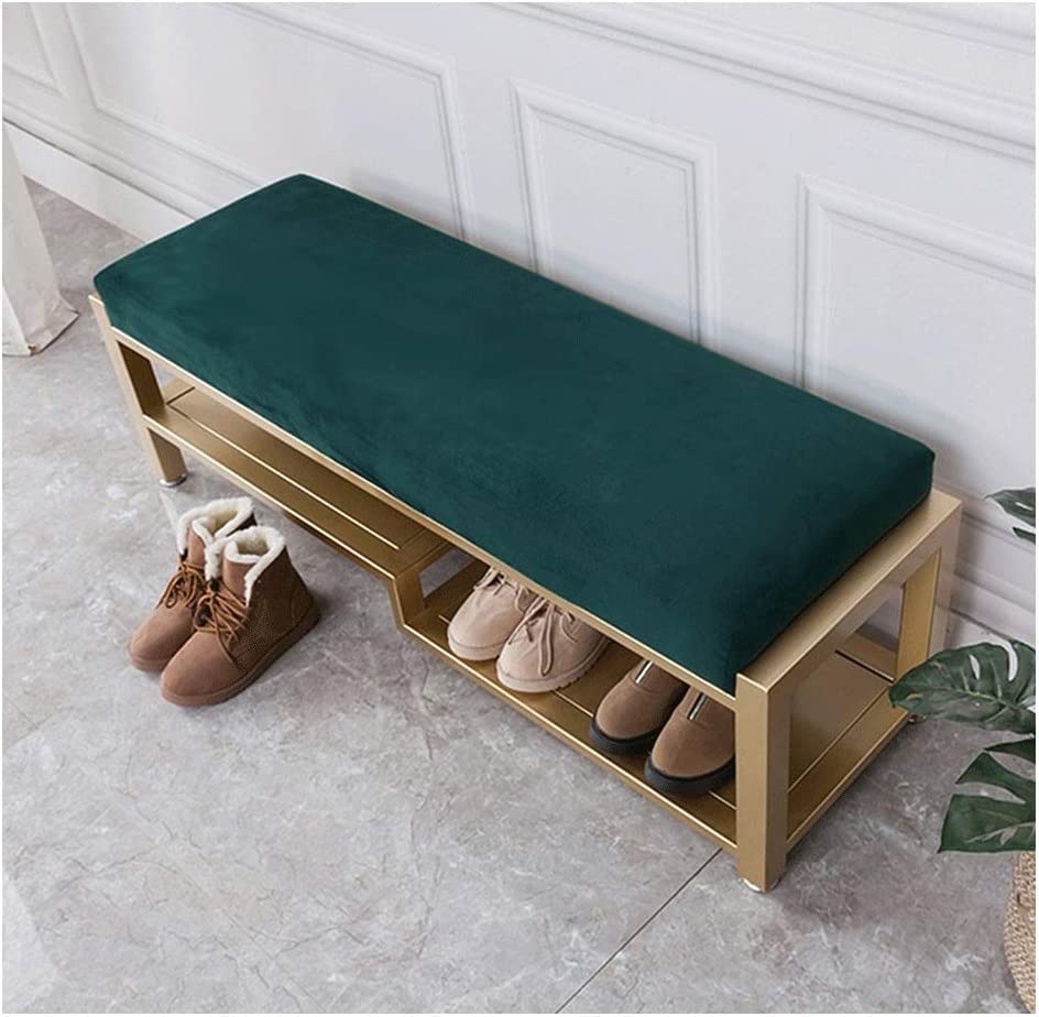 Tabouret de bout de lit doré avec coffre et assise dressing de chambre