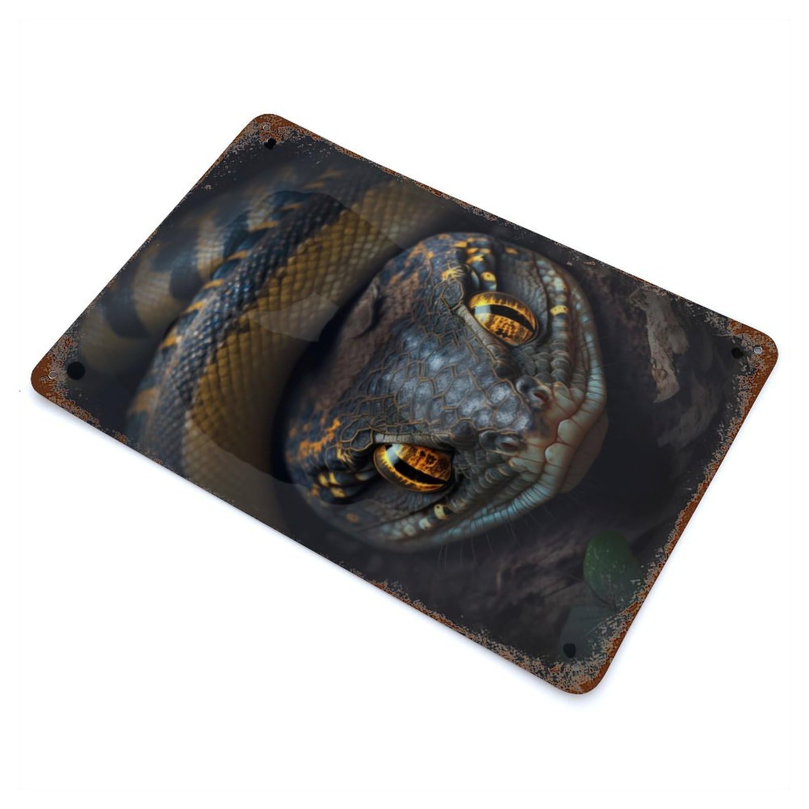 Snake I 11.8"x7.9" Retro Metal Sign, Industrial Home Decor for Basement, Hobby Room And Garage Decor