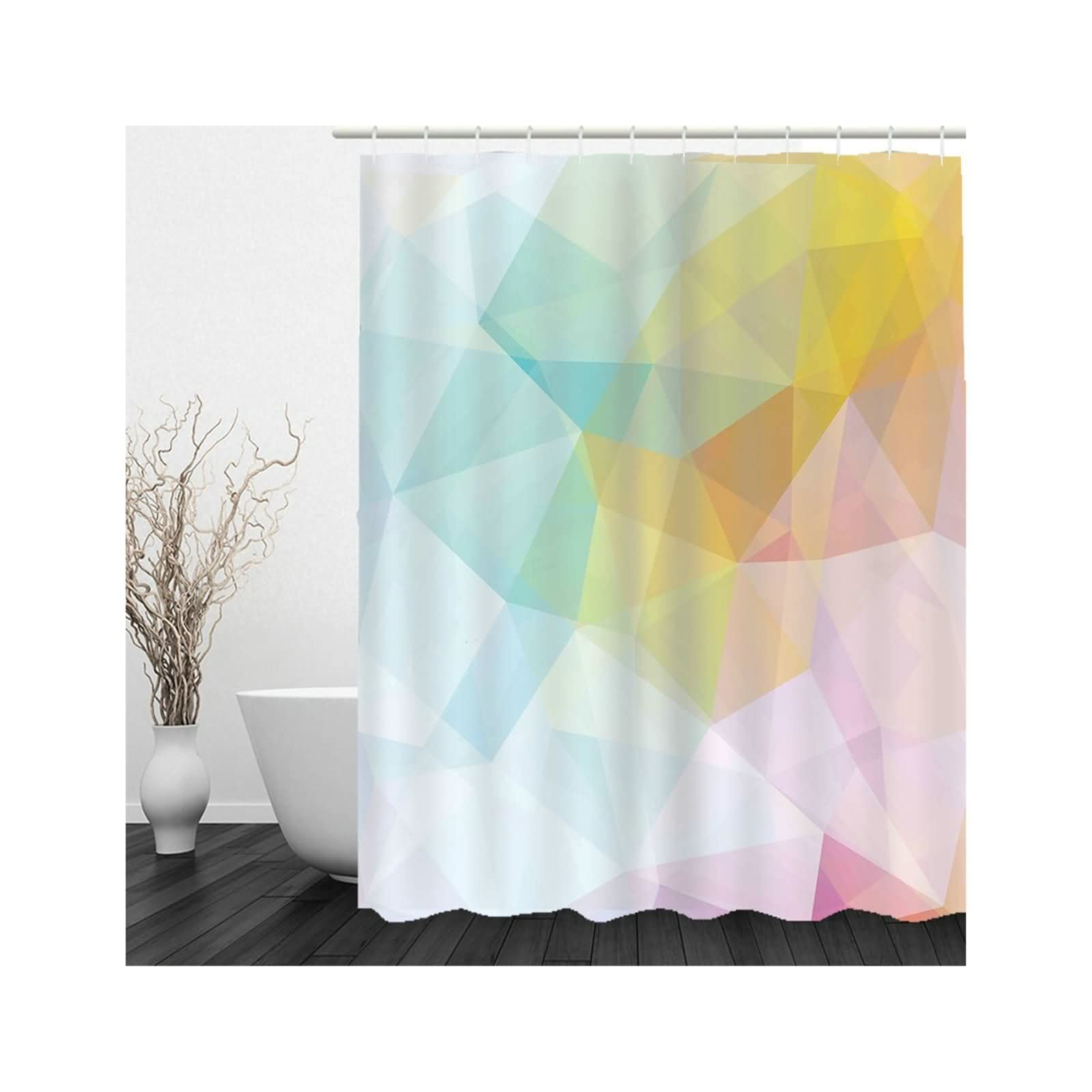Cortinas de ducha impermeables, color amarillo, cortina de ducha de poliéster, geometría verde, 180 x 200 cm, decoración moderna