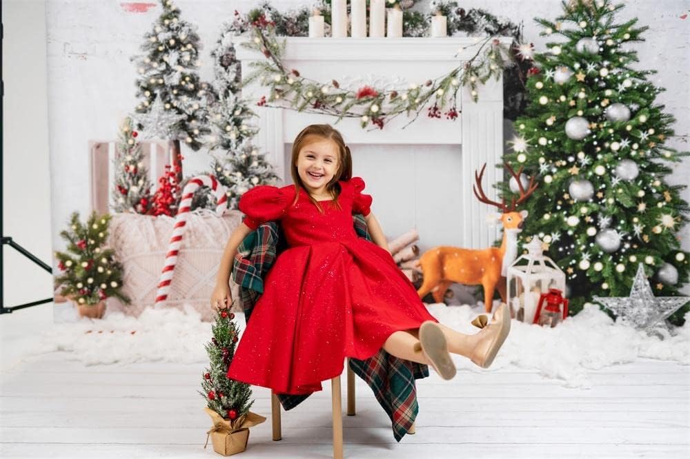 Kate Merry Christmas Photo Backdrop for Photography Xmas Tree Fireplace Xmas Party Photo Studio Background Photo Studio Prop 10x10ft/3x3m - Image 5