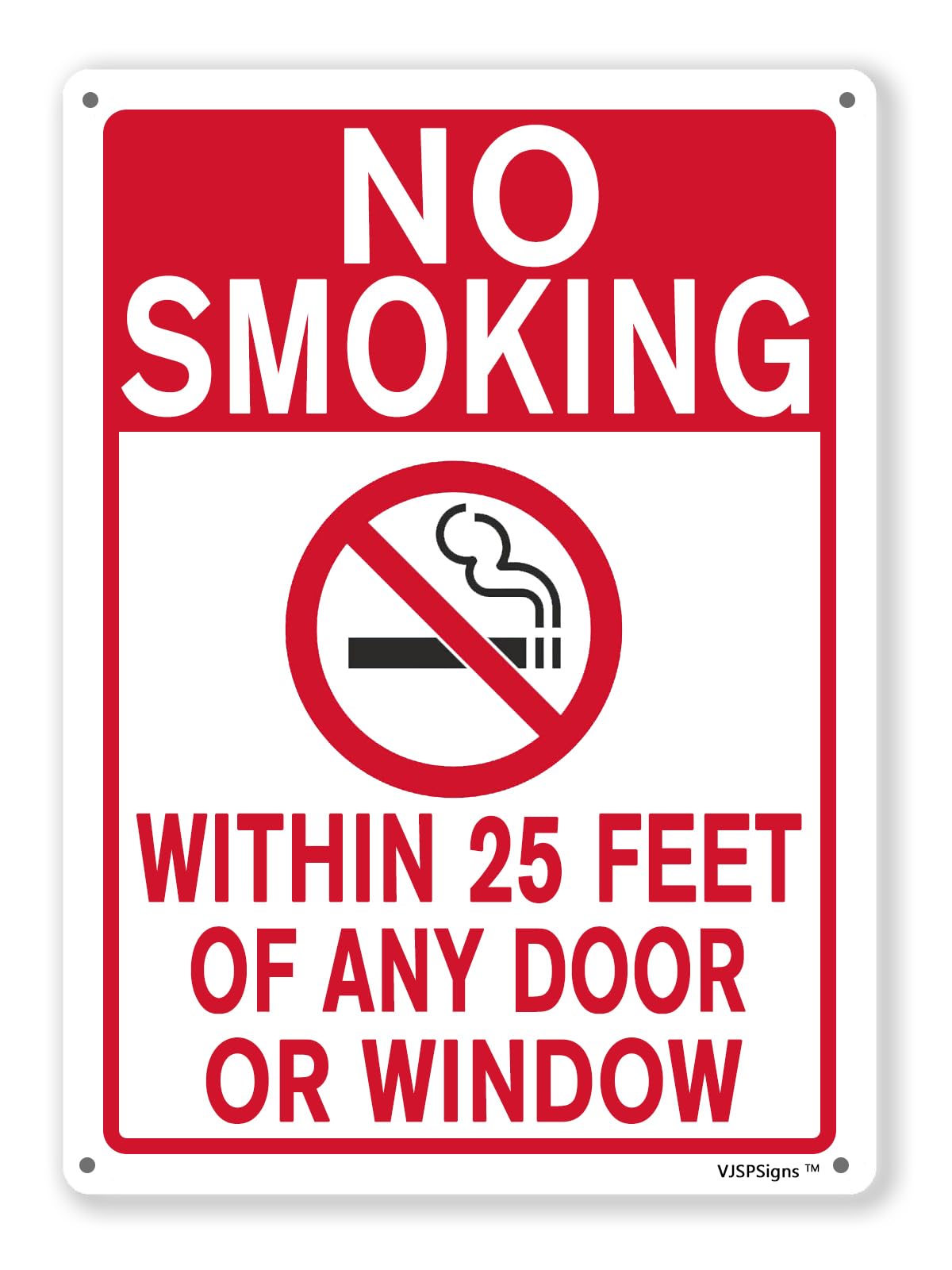 peiyeety No Smoking Sign for Business & Home, No Smoking - Within 25 Feet of Any Door Or Window 8"X12" Metal Aluminum Sign