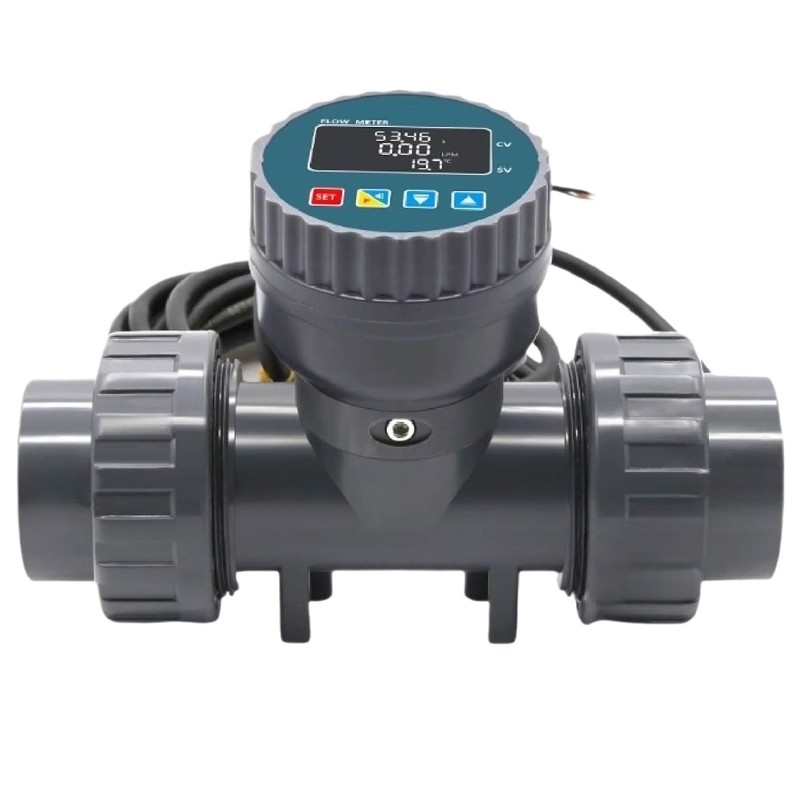 QfUxYYSLD PVC Digital Water Flow Meter with Display RS485 Output Acid Alkaline Pipe Sensor for Irrigation(ZJPVC-LCD-DN50)