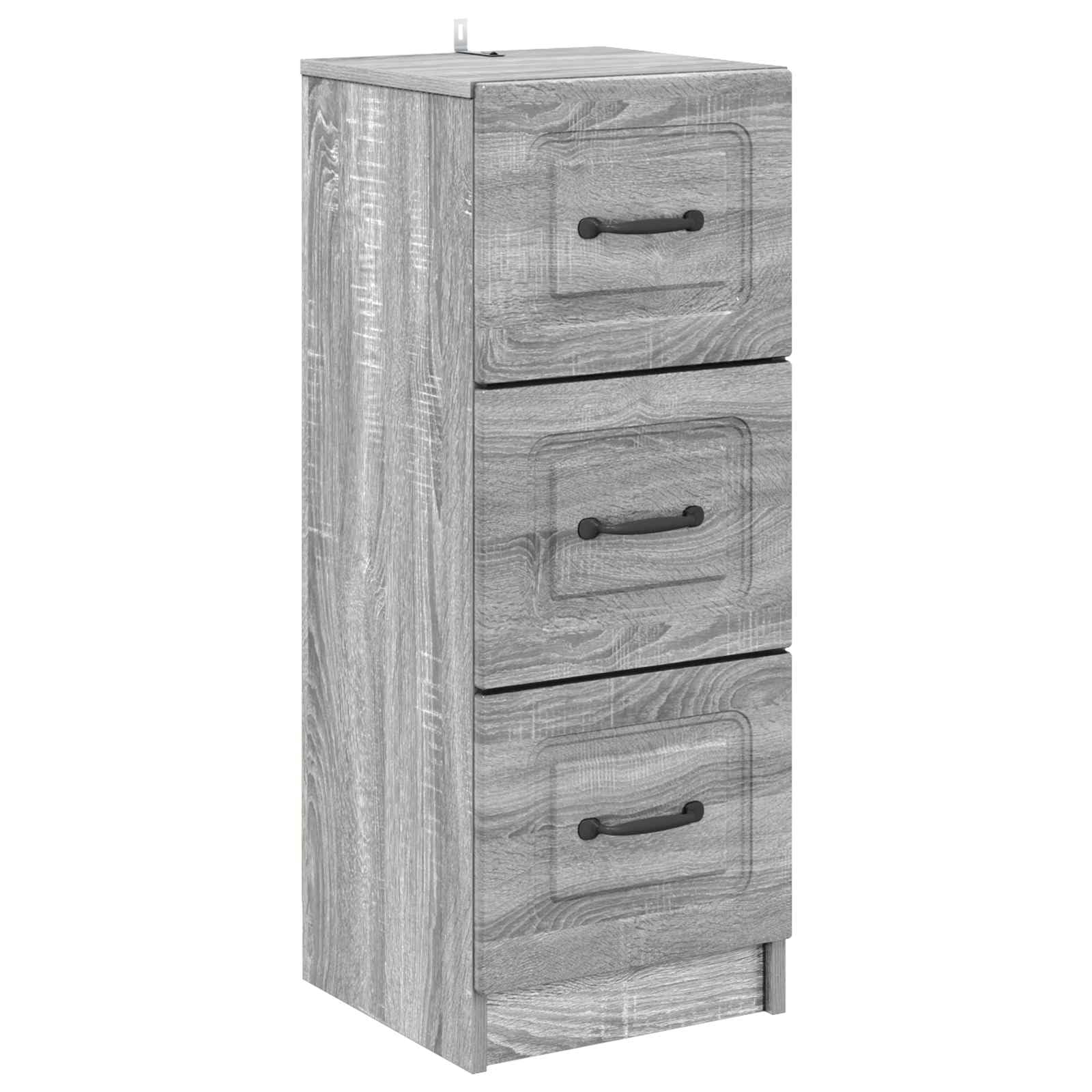 Cassettiera grigio Sonoma, 33 x 34,5 x 87 cm, in legno, con 3 cassetti, armadietto sottile per soggiorno, corridoio e ufficio, organizer