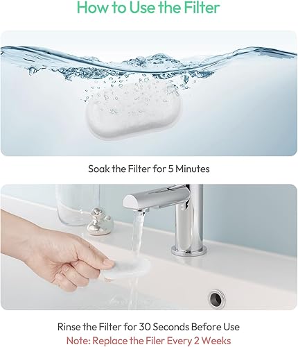 Miniatura 5 de Upetcasl Paquete de 8 filtros de repuesto para fuente de agua de acero inoxidable para gatos, juego de 4 meses de filtros de repuesto para fuente de