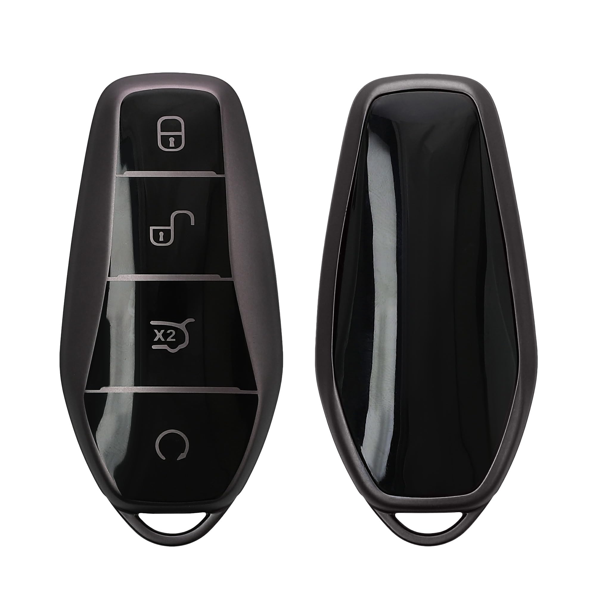 Housse De Clé Voiture En Simili Cuir Pour BYD Atto 3 / Sealion / Han / Tang / Dolphin / Seal - Couleur Bleu Marine / Marron Clair