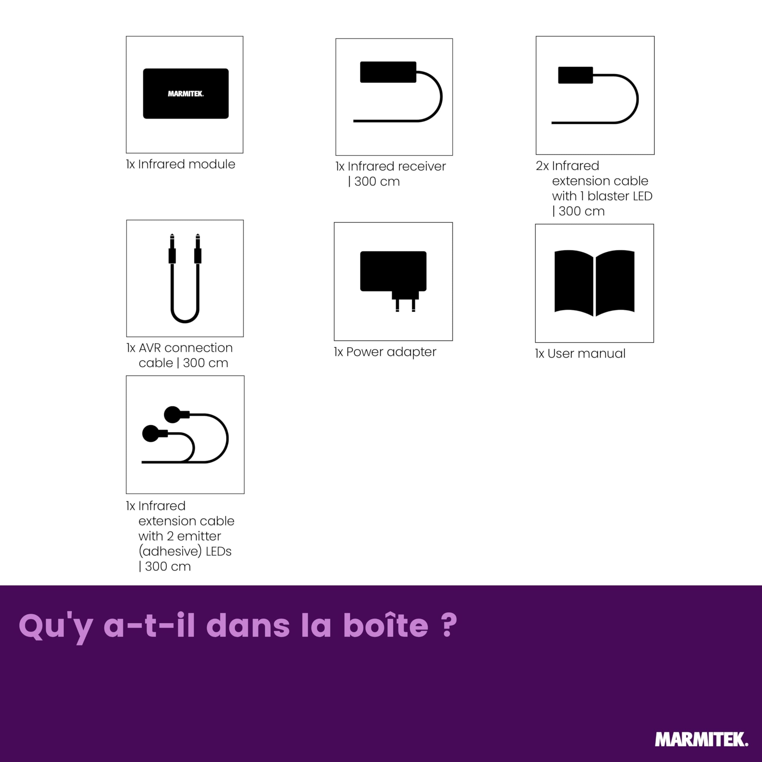 Extension Infrarouge Professionnel - Marmitek IR Control 10 XTRA - Blaster LED - max 300 m - Récepteur Extra Petit - Fonctionnement Des Appareils Dans une Armoire Fermée et à Une Plus Grande Distance