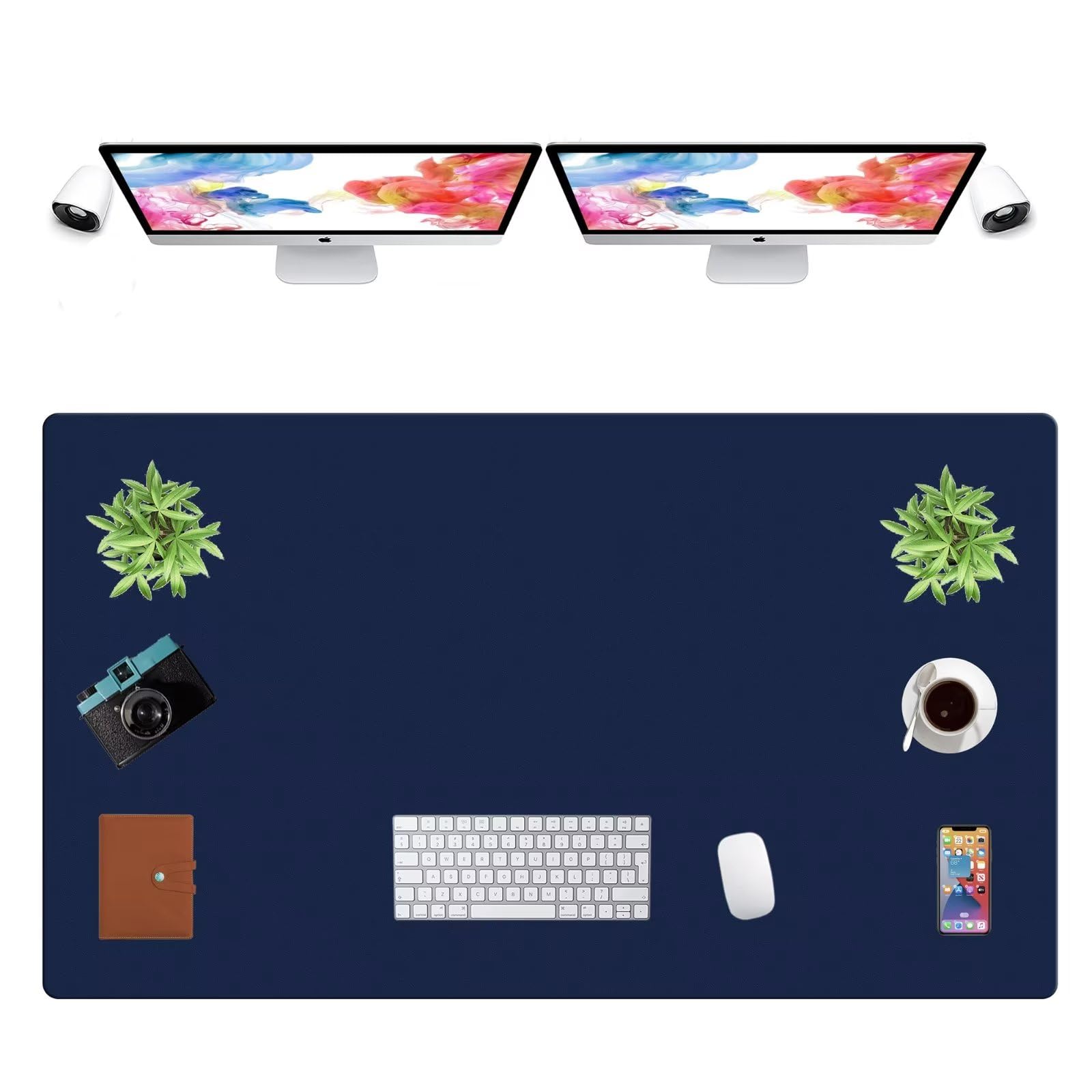 LL-COEUR Extra Large PU Leather Desk Mat Large Mouse Pad XXL Waterproof Table Mat Office Laptop Writing Pad (51.2 x 29.5 inch, Navy Blue)